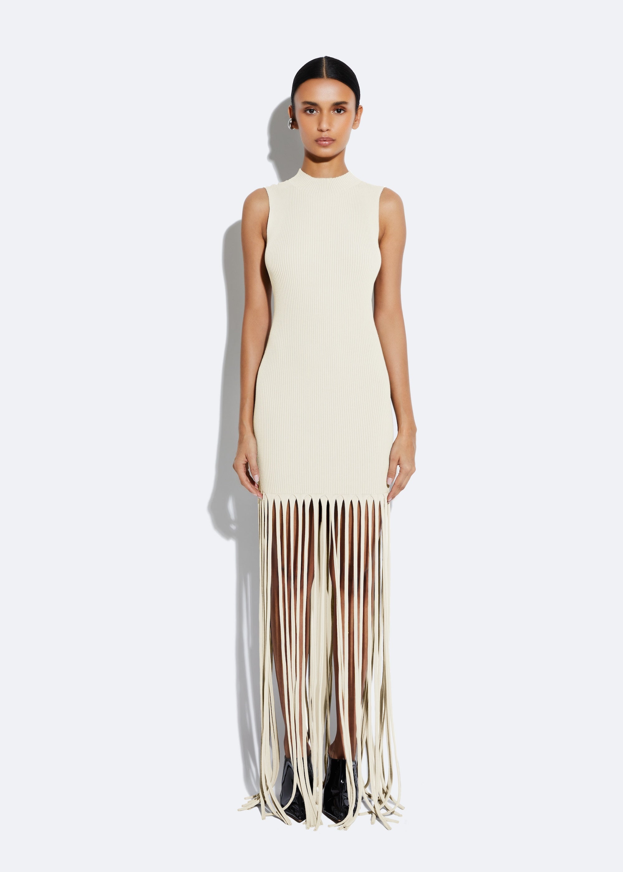 Matte Viscose Fringe Dress