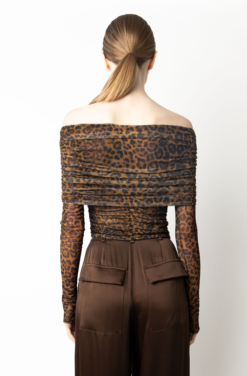 Printed Mesh Off The Shoulder Top - LAPOINTE