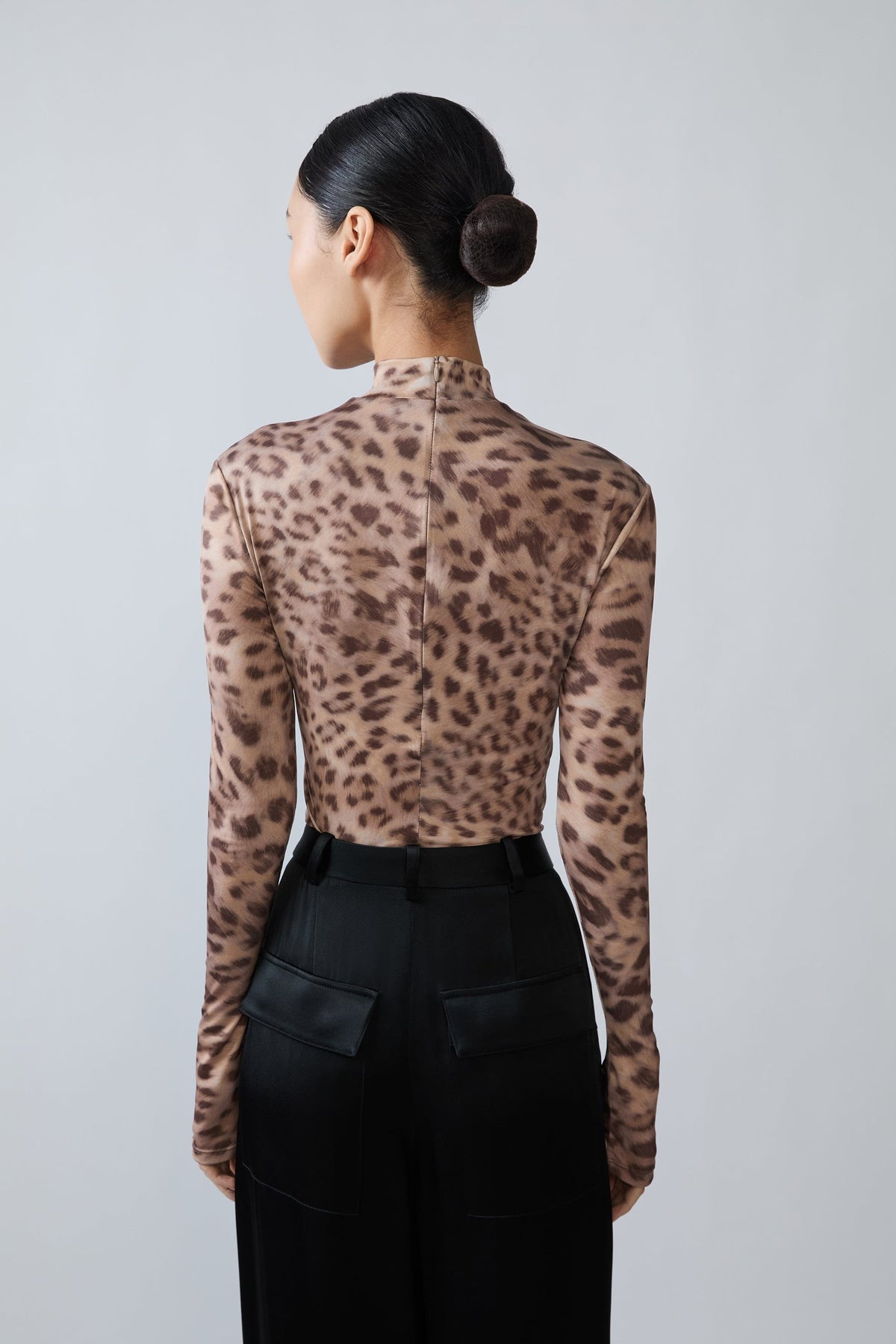 Printed Jersey Mock Neck Bodysuit