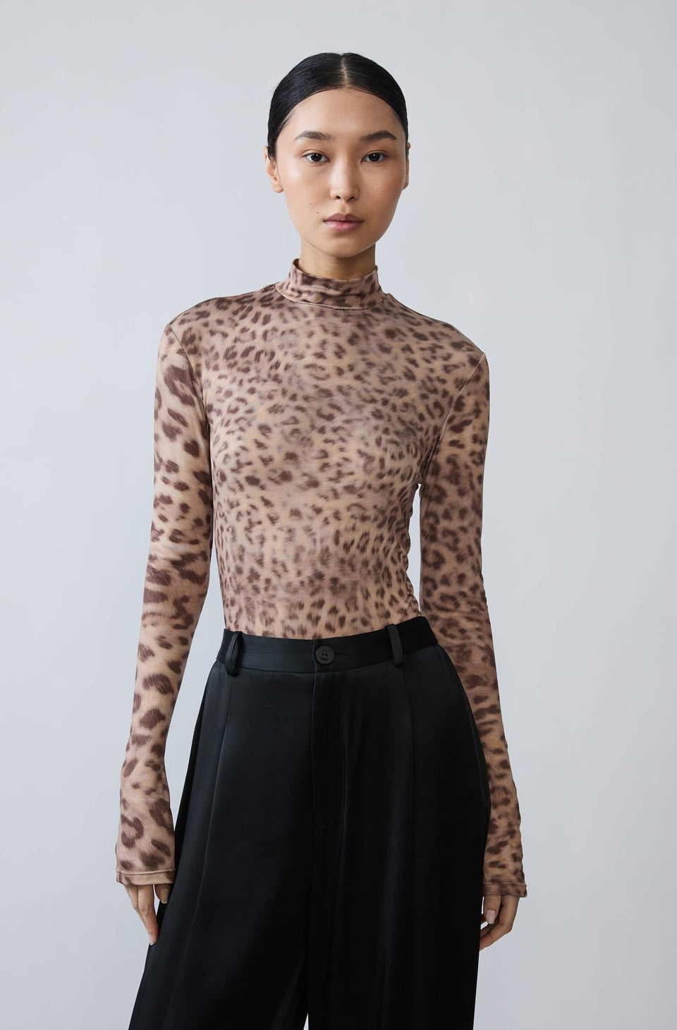 Printed Jersey Mock Neck Bodysuit