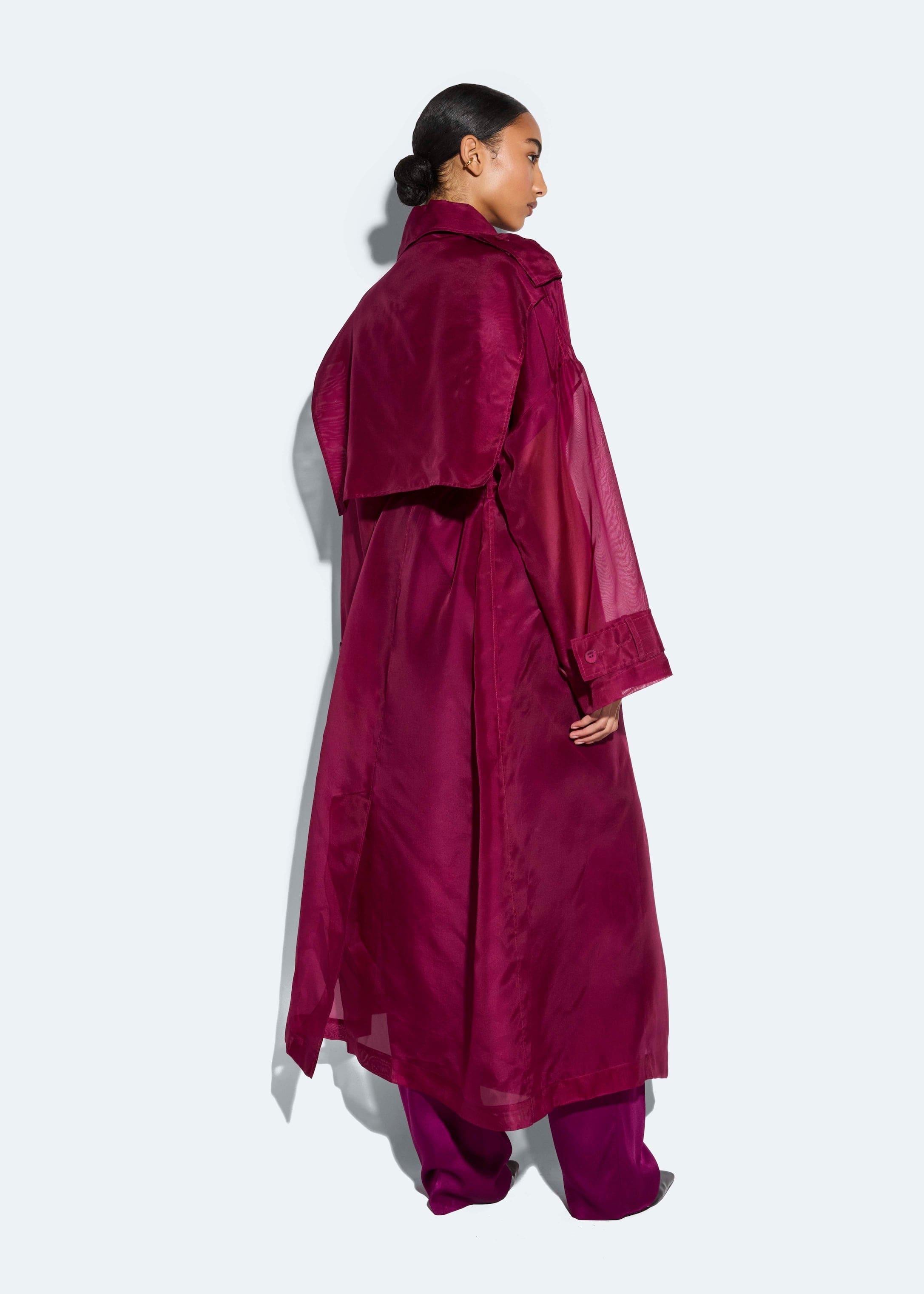 Organza Trench in Berry Red | LAPOINTE