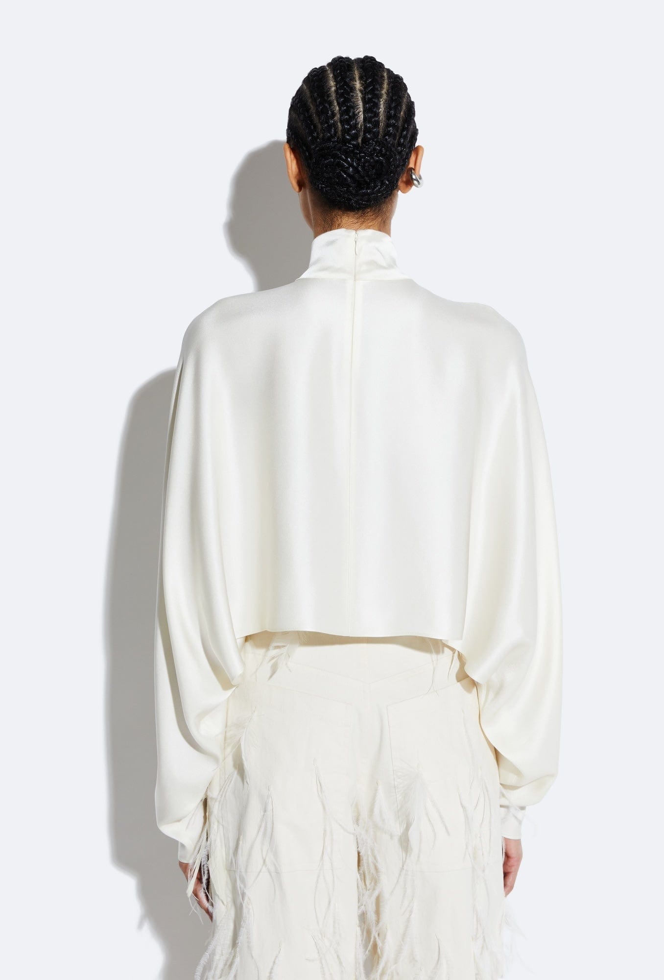 Satin Caftan Top in Cream Cream and Neutral LAPOINTE