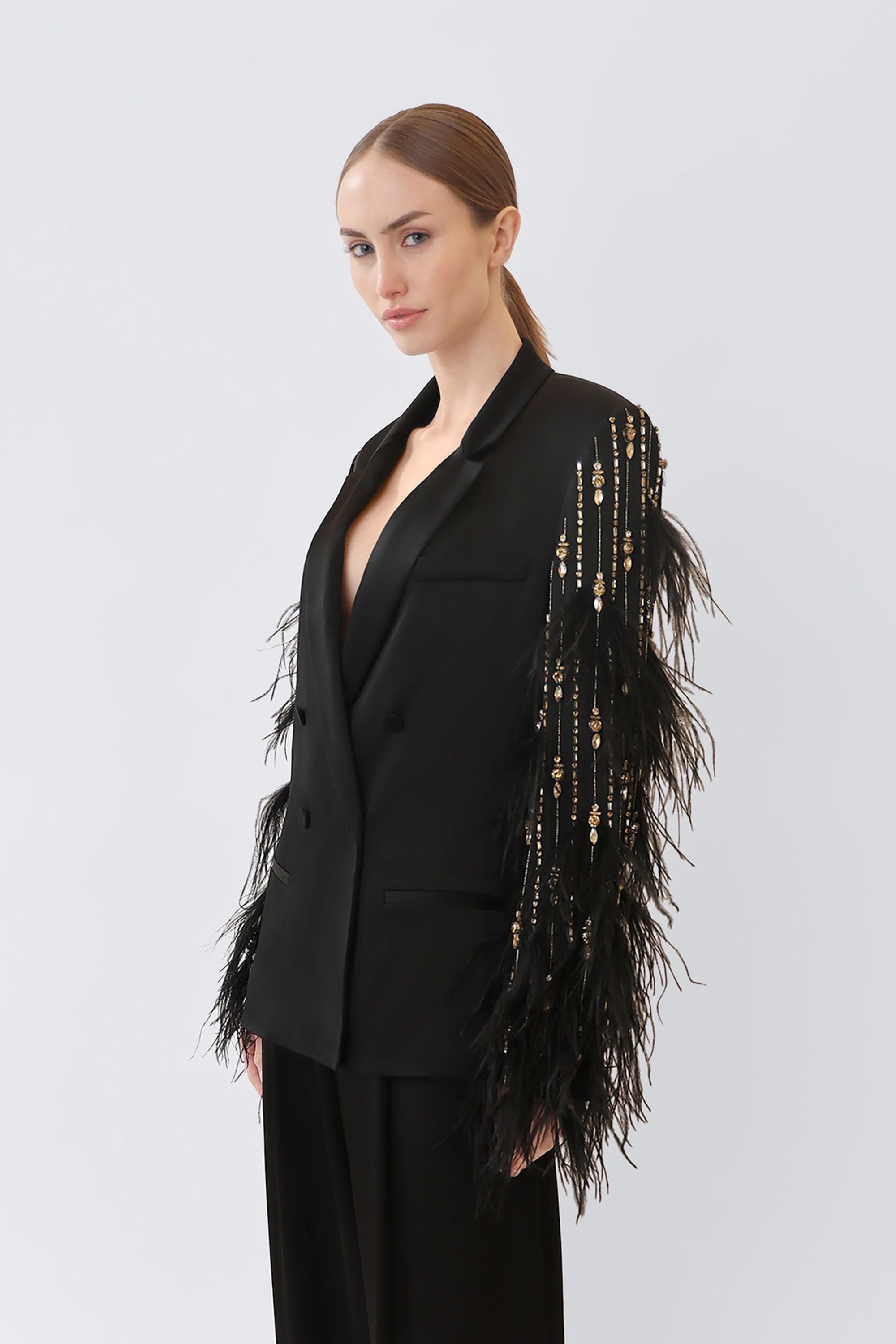 Satin Blazer With Deco Stripe Embroidery - LAPOINTE