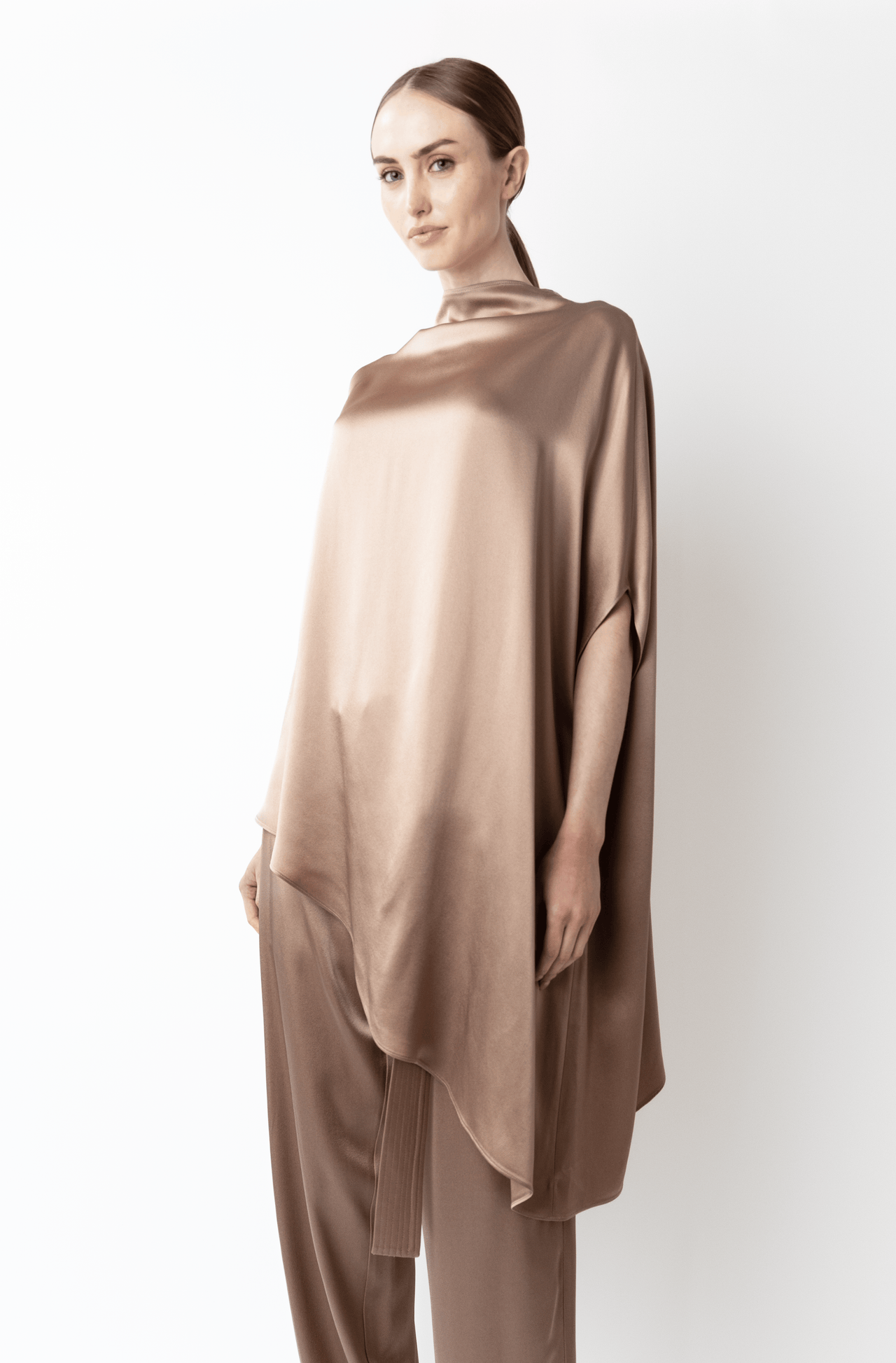 Satin Asymmetric Cape Top - LAPOINTE