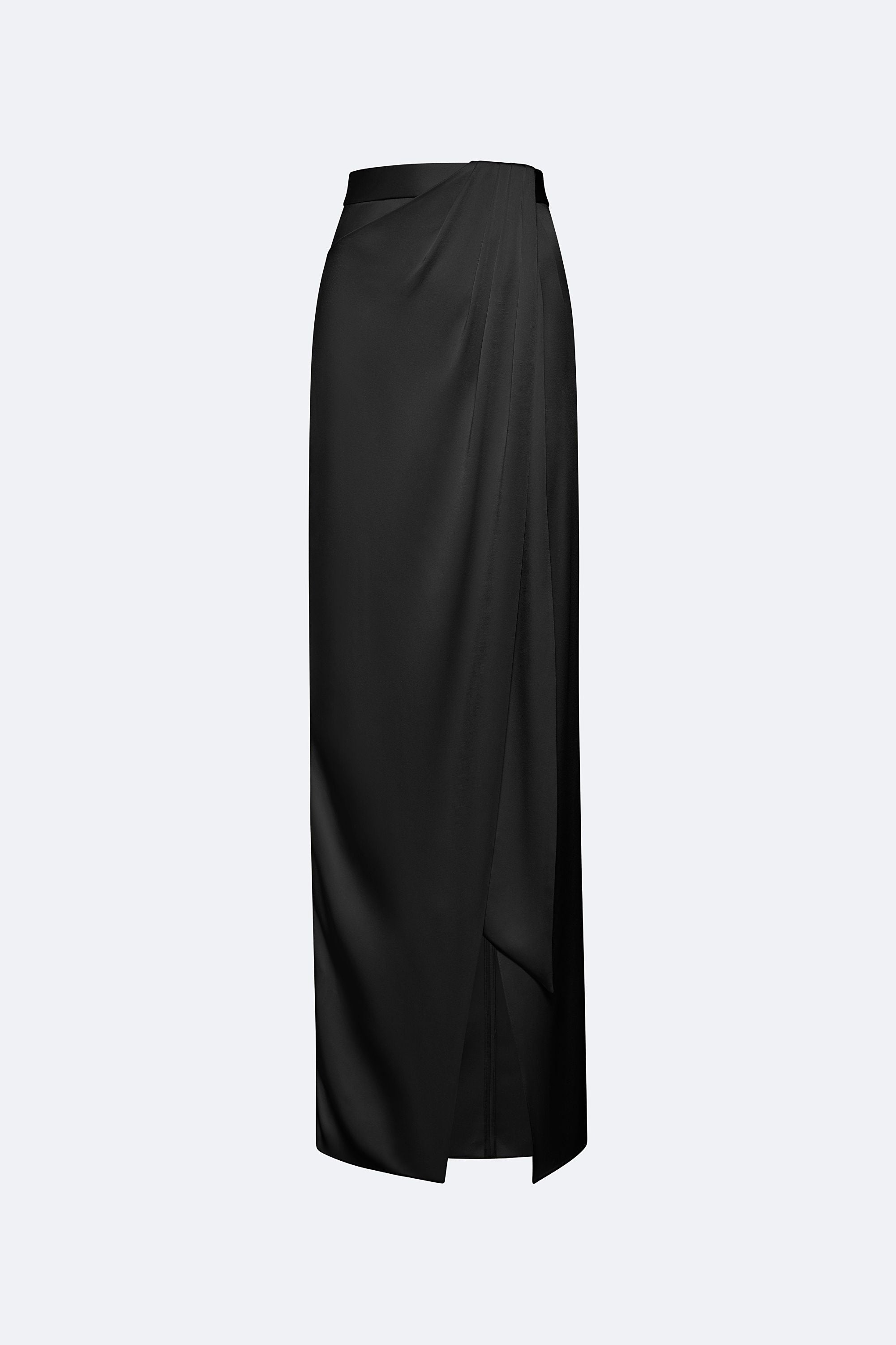 【thehighlights】satin skirt long inkblack thehighlights】Satin Skirt Long - Ink Black