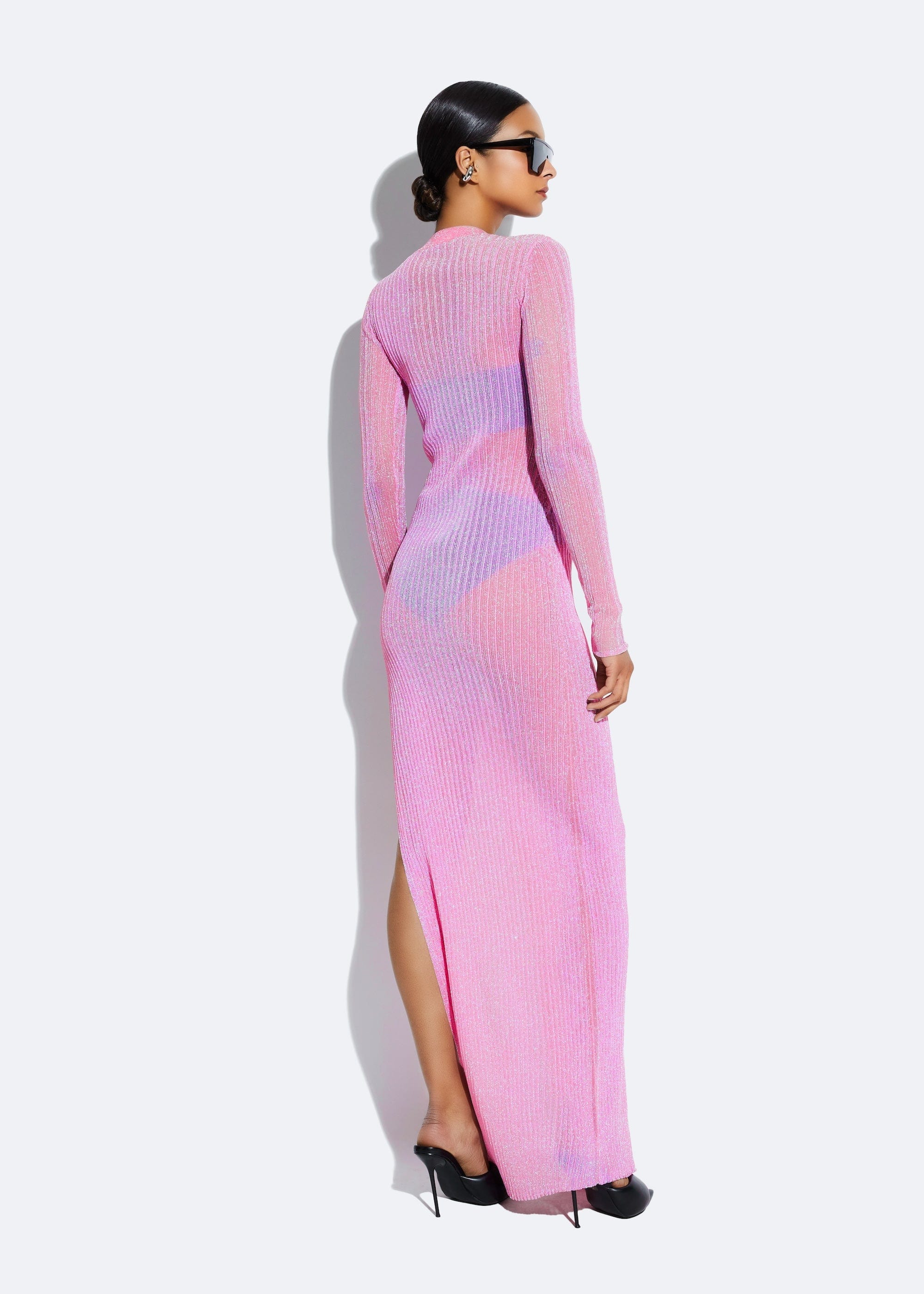 Sheer metallic dress top