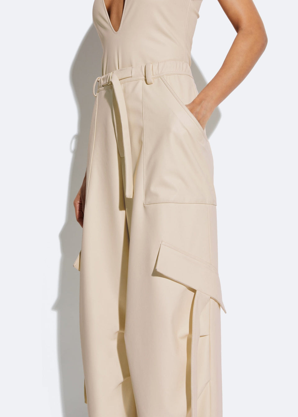 Stretch Faux Leather Utility Pant