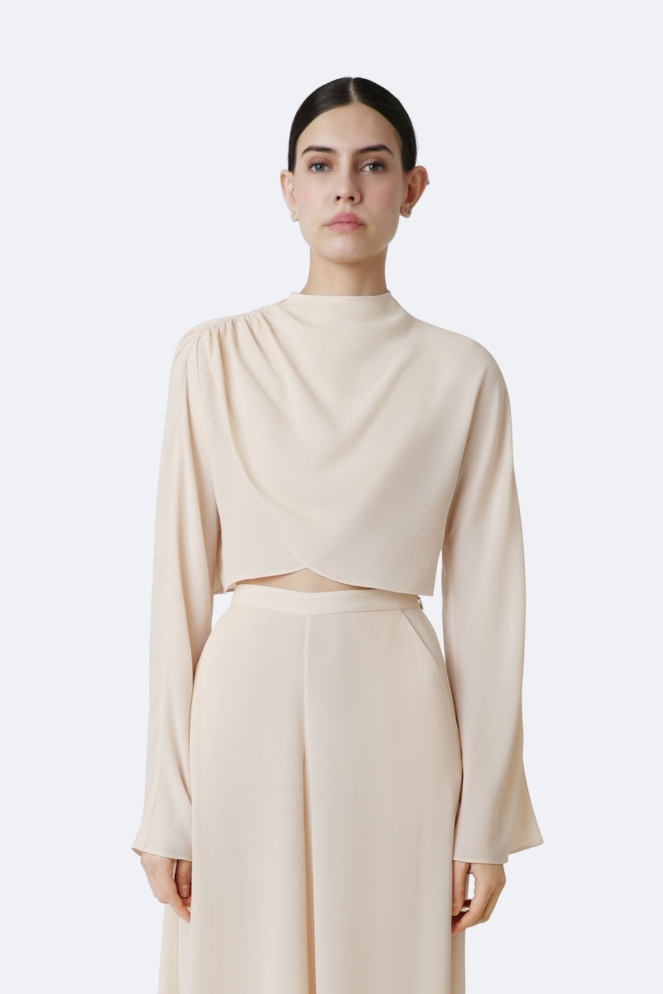 Georgette Draped Neck Dolman Top - LAPOINTE