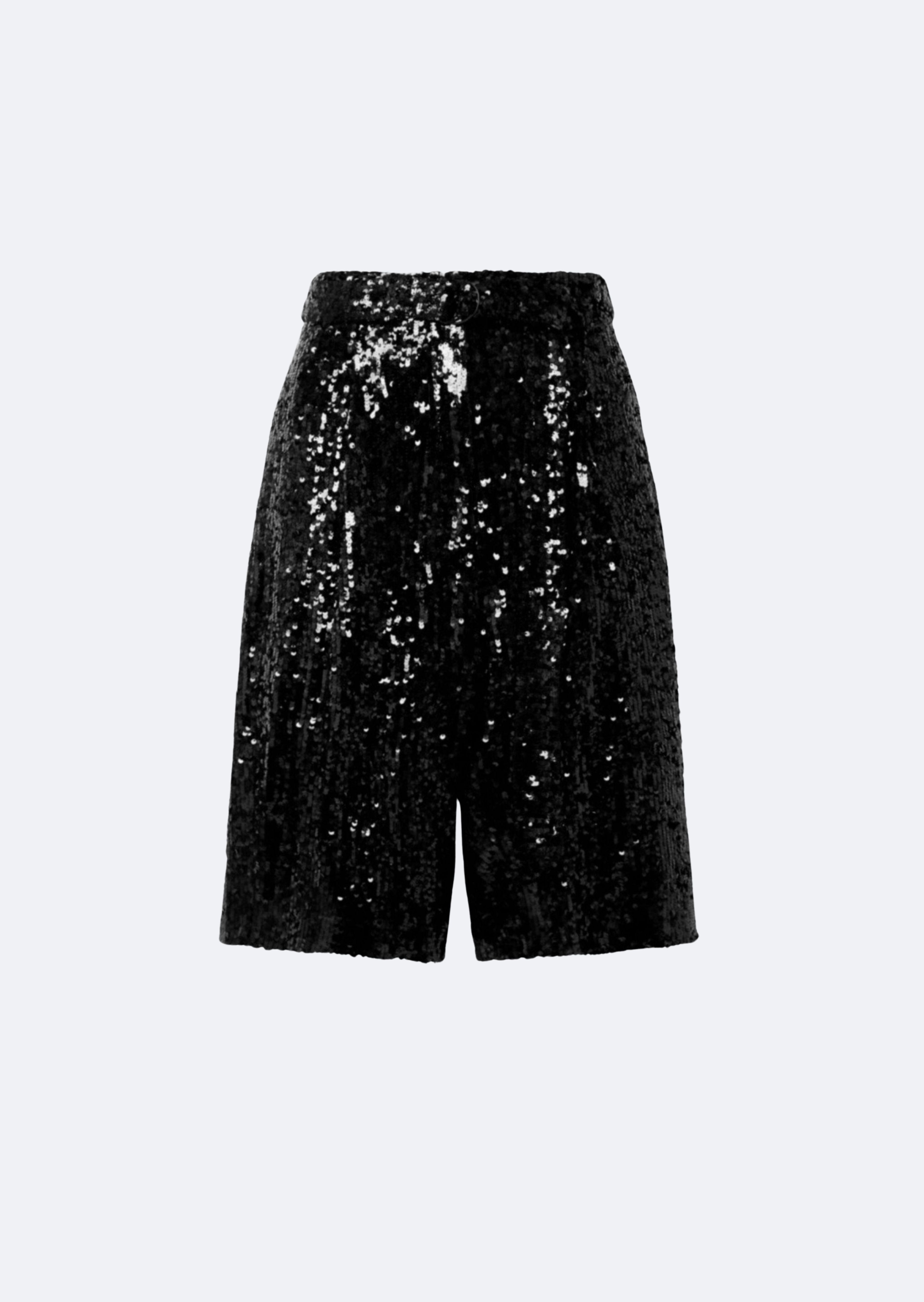 Sequin High Waisted Belted Short