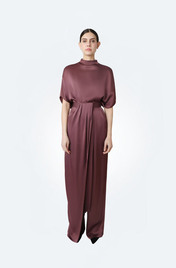 Satin Draped Relaxed Pant