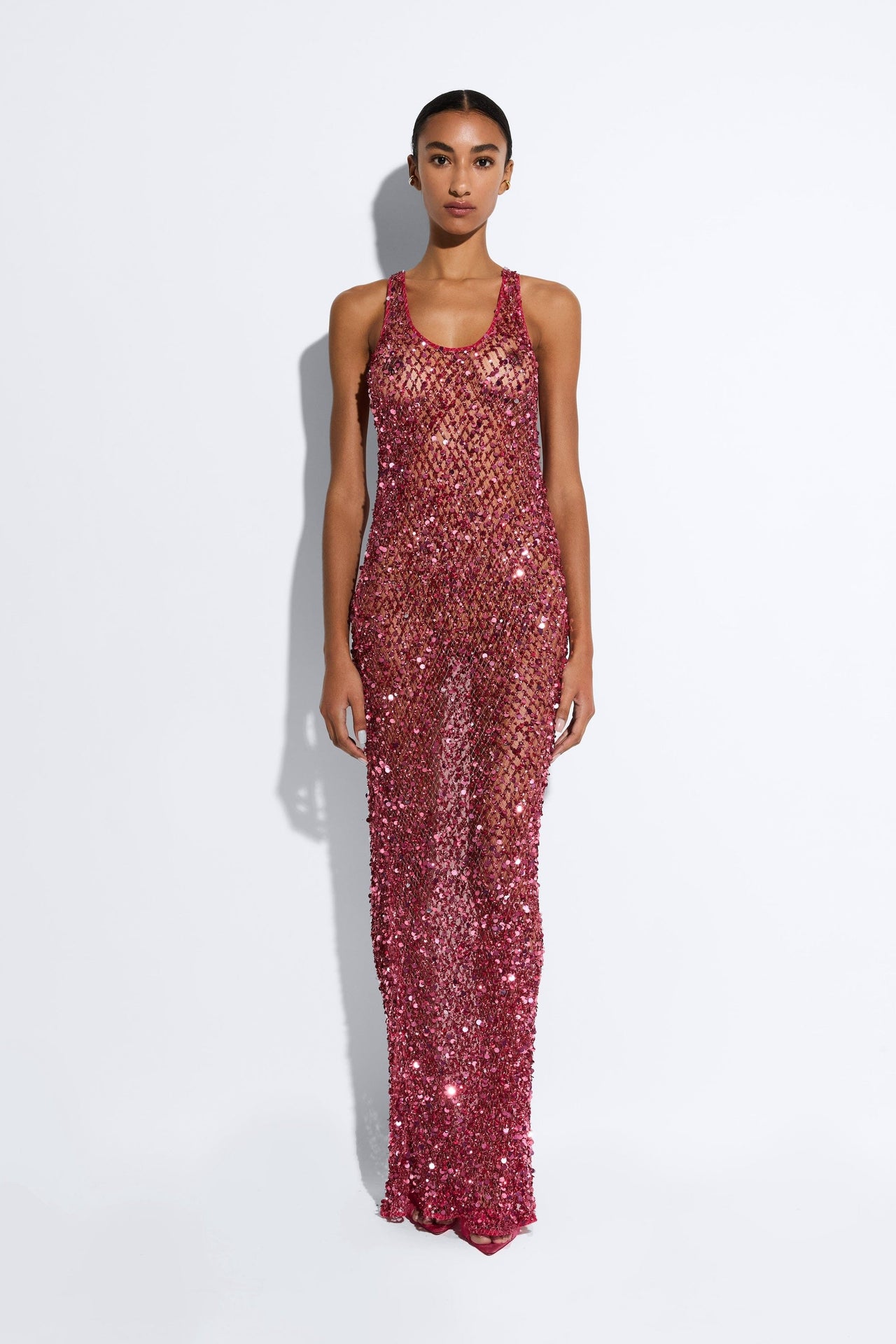 Net Mesh Sequin Tank Gown - LAPOINTE