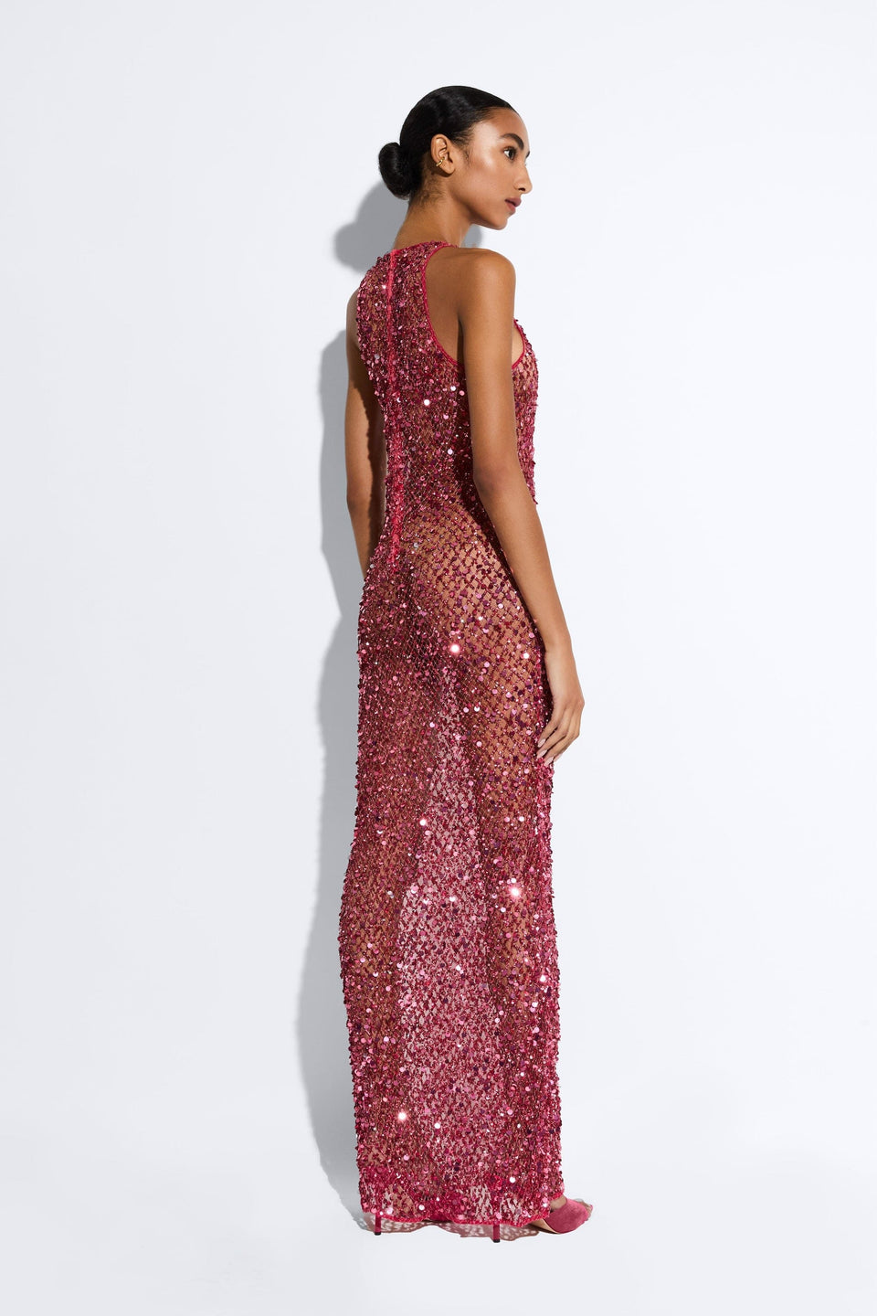 Net Mesh Sequin Tank Gown - LAPOINTE