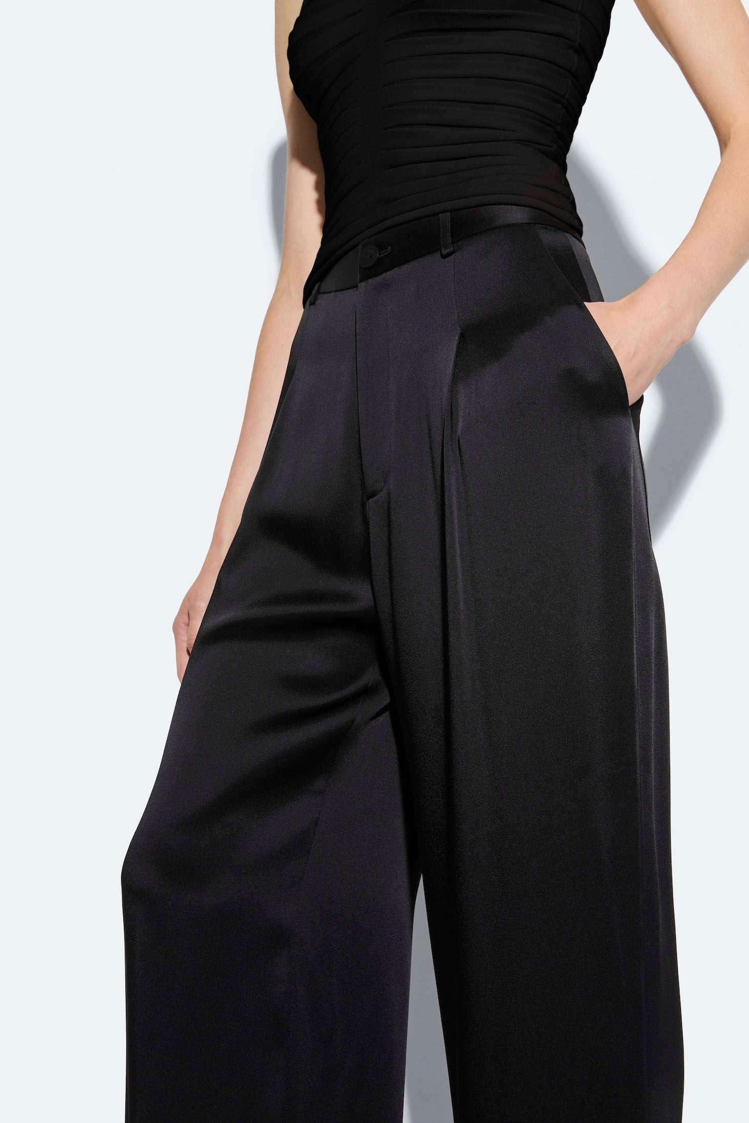 Satin Relaxed Pleated Pant