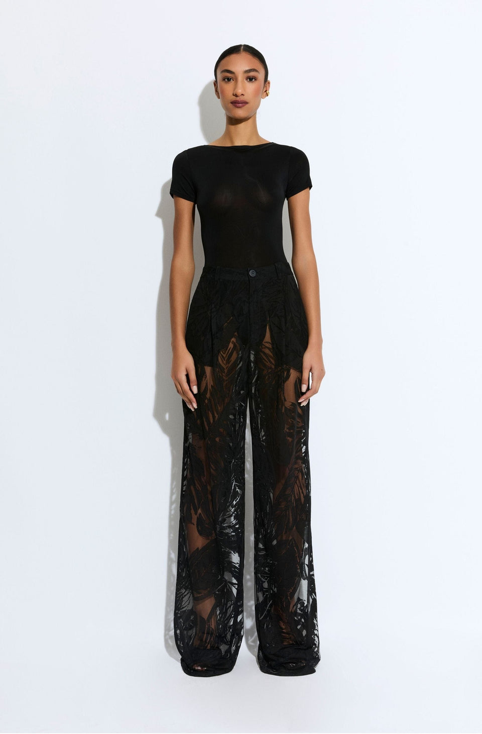 Burnout Jersey Relaxed Pleated Pant