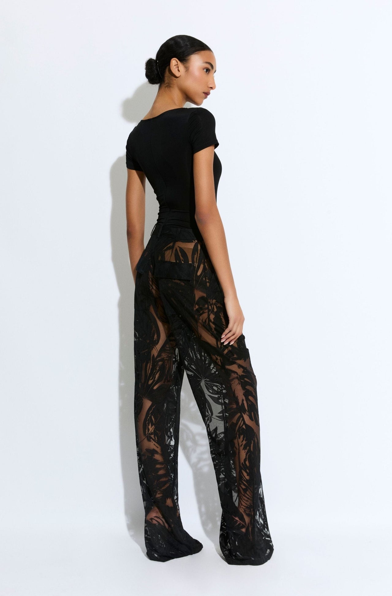 Burnout Jersey Relaxed Pleated Pant