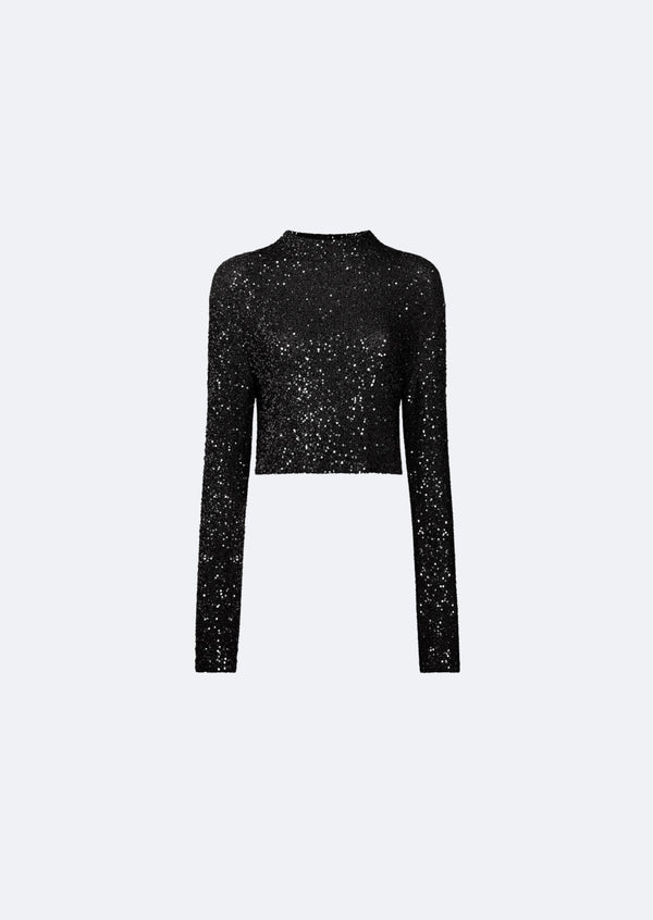 Sequin Cashmere Cropped Top