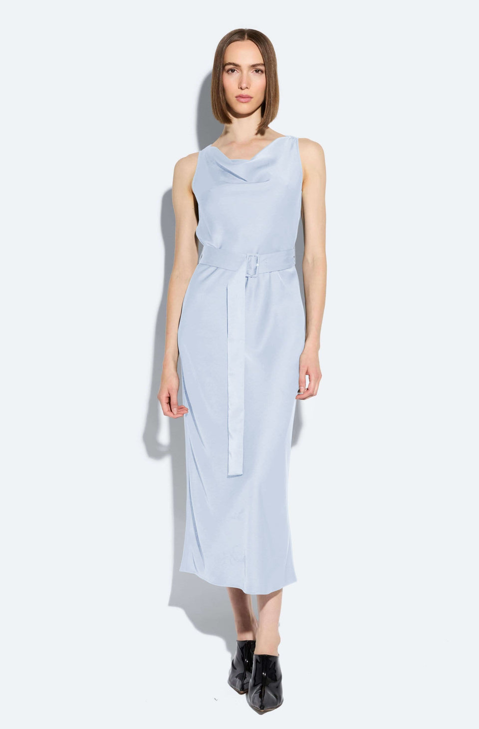 Lightweight Satin Belted Dress - LAPOINTE