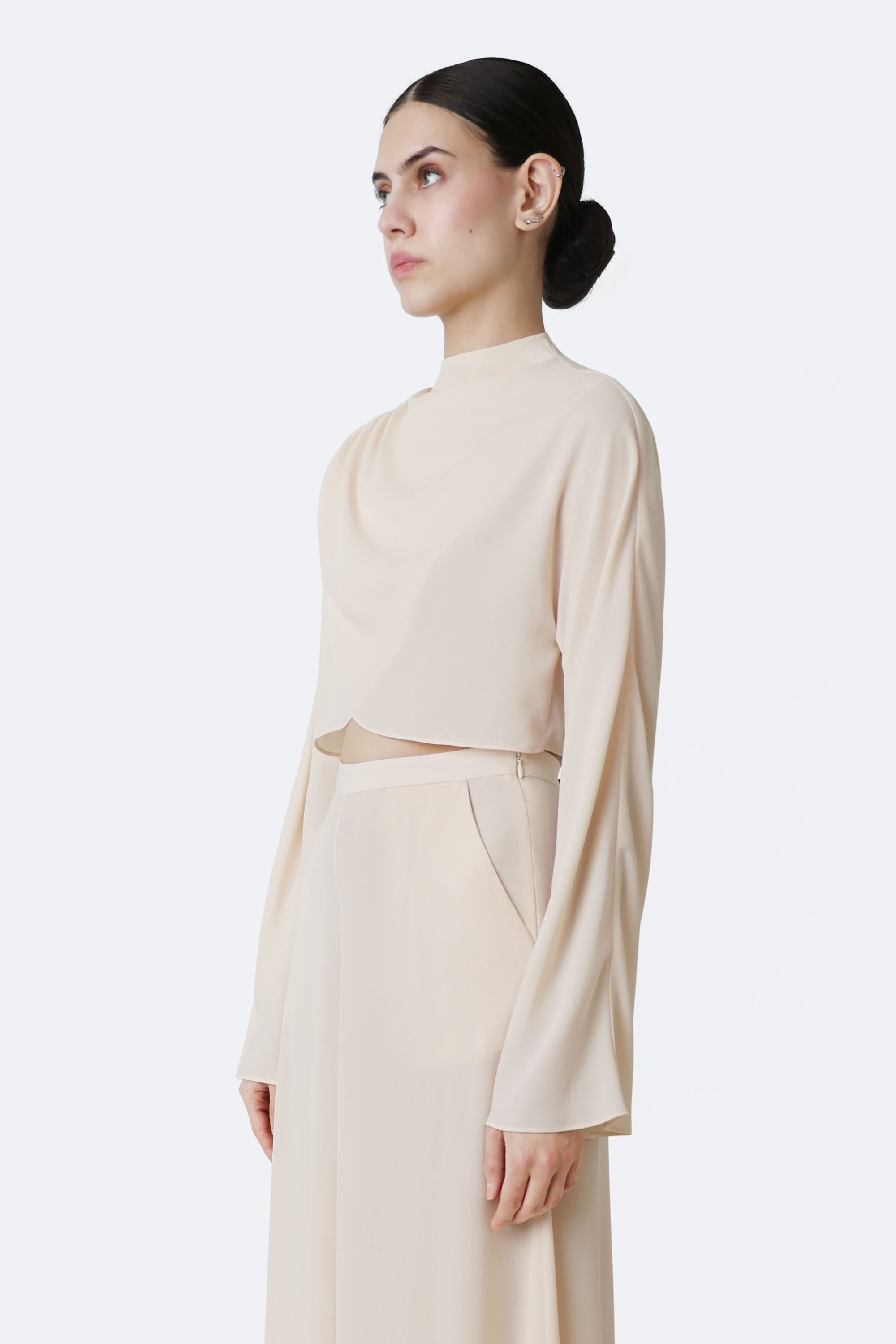 Georgette Draped Neck Dolman Top - LAPOINTE
