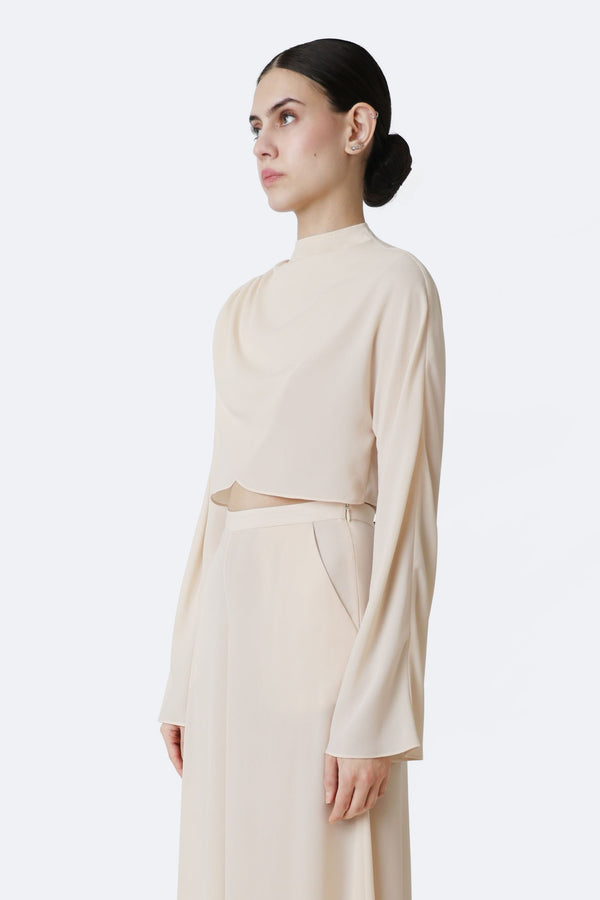 Georgette Draped Neck Dolman Top - LAPOINTE