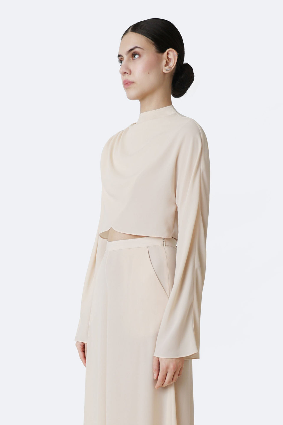 Georgette Draped Neck Dolman Top - LAPOINTE