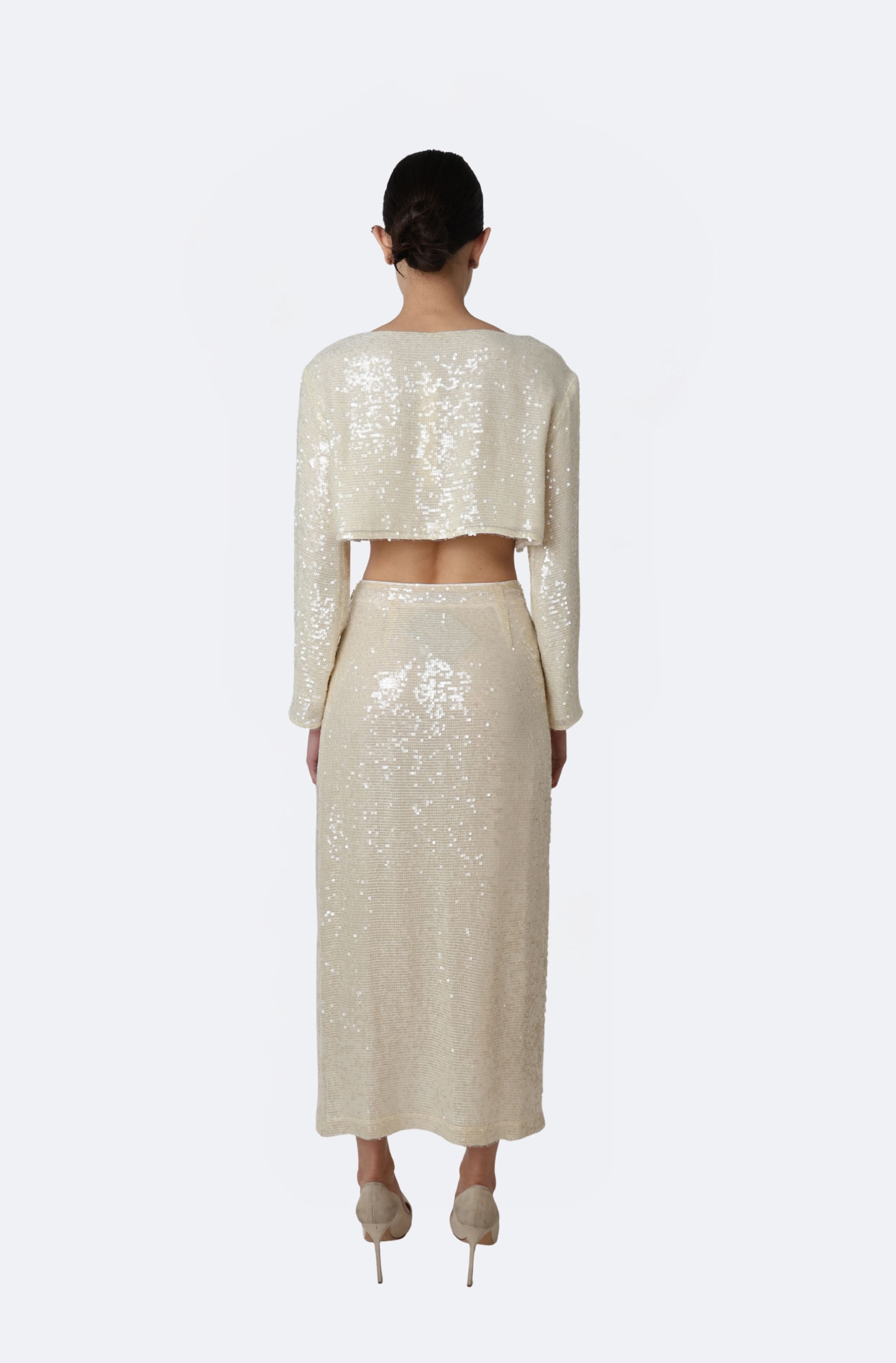 Sequin High Waist Slit Skirt - LAPOINTE
