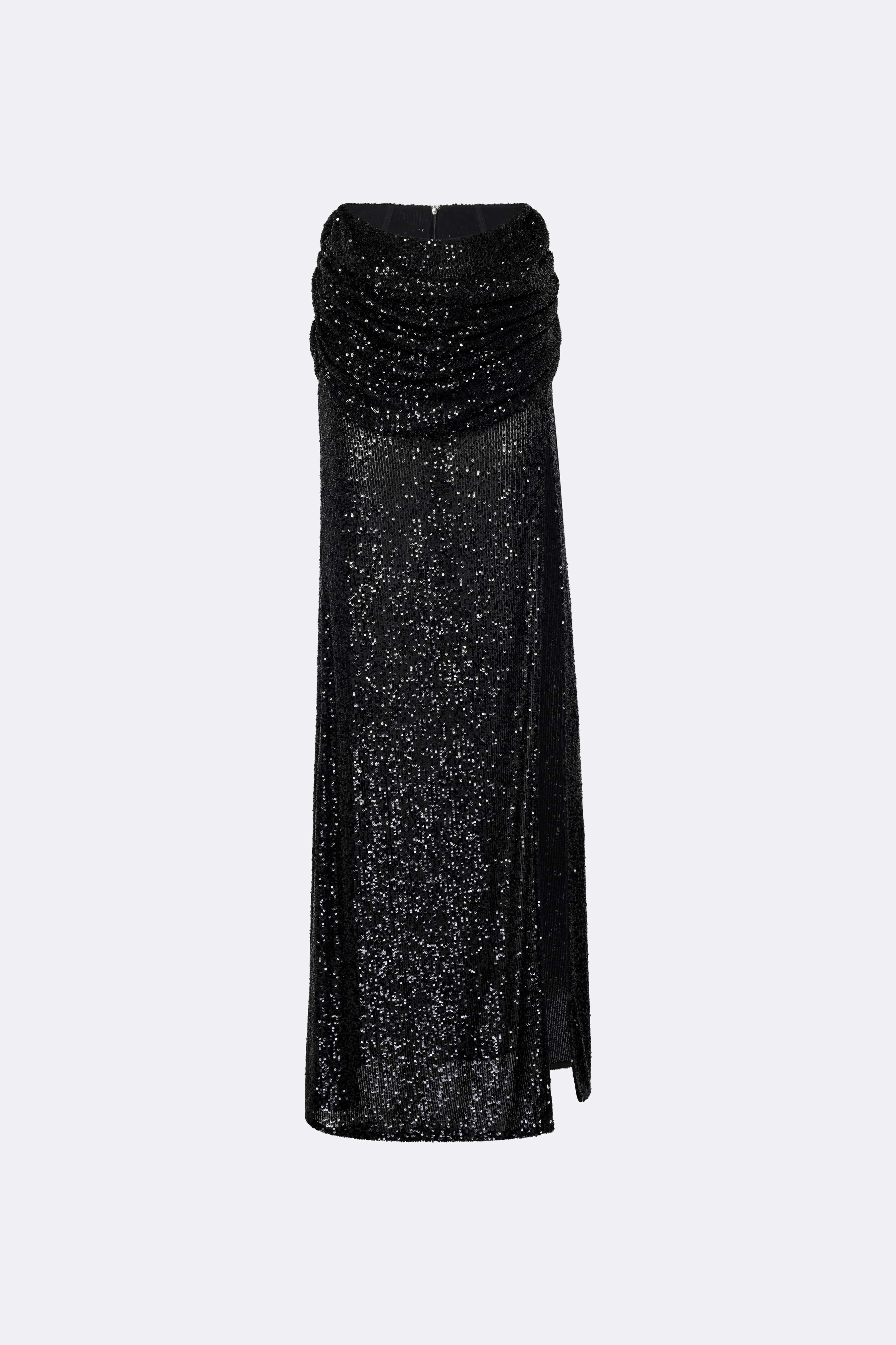 Mini Stretch Sequin Draped Waist Skirt