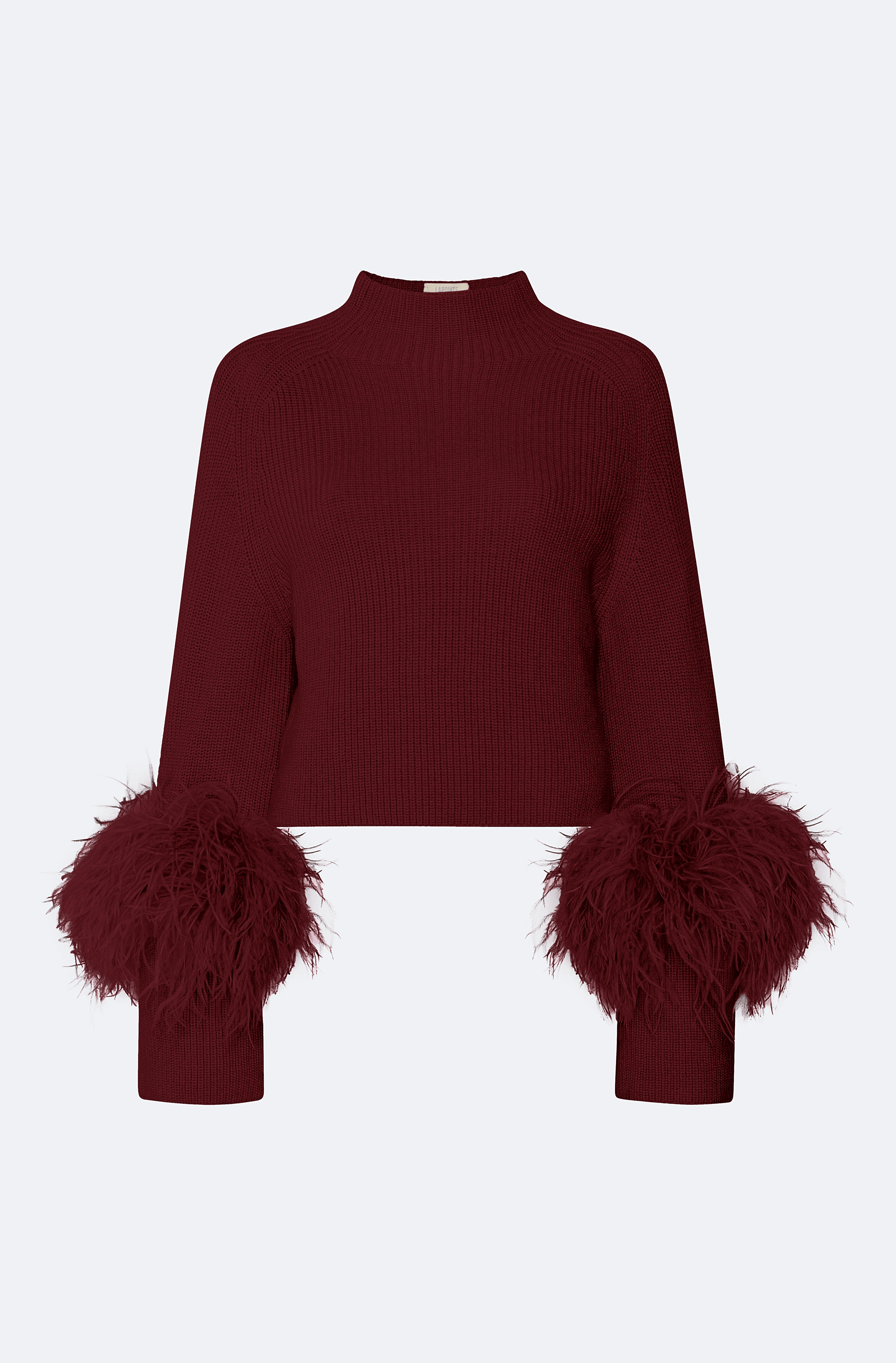 Merino Mock Neck Sweater With Feathers - LAPOINTE