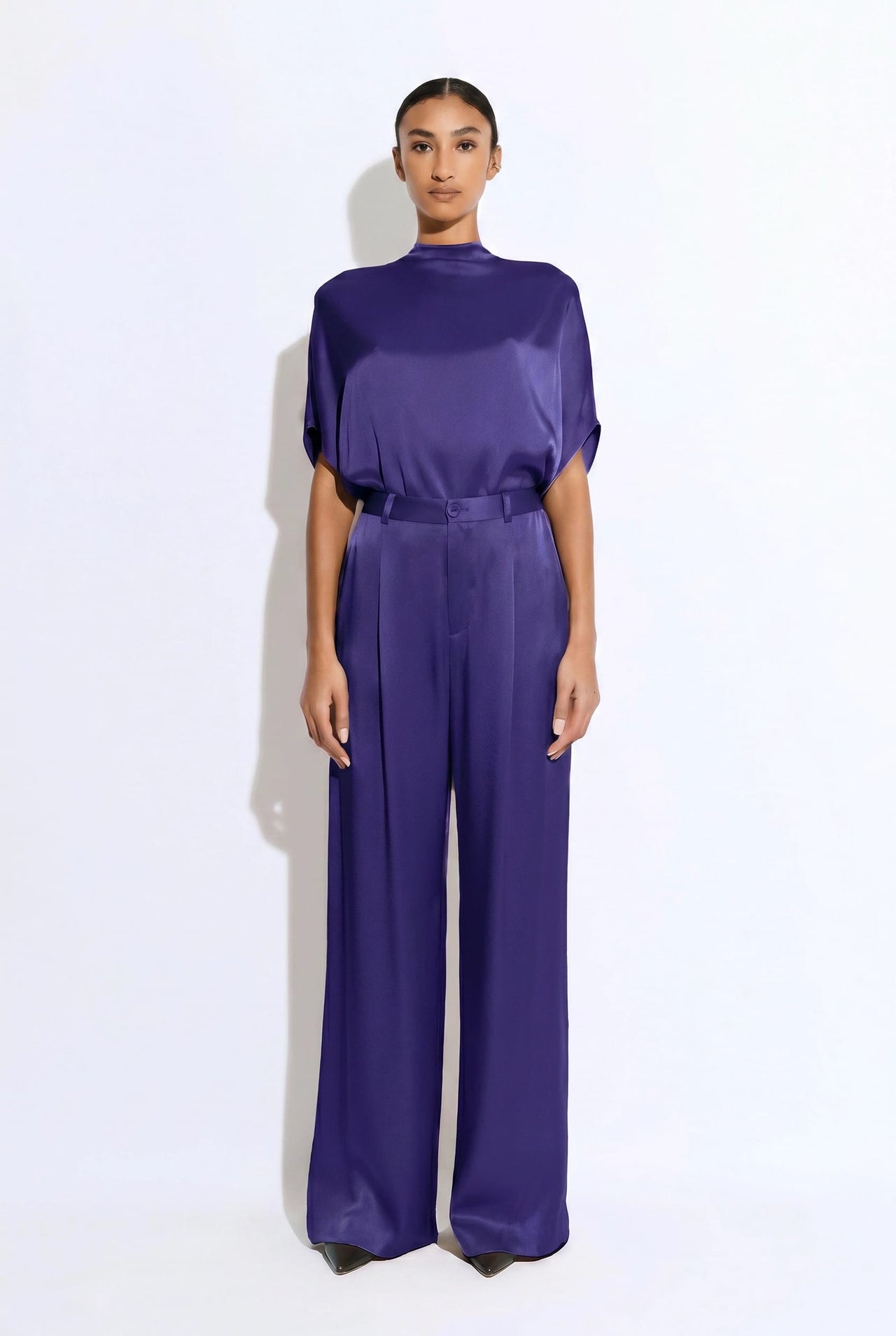 Satin Relaxed Pleated Pant