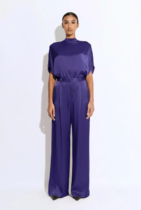 Satin Relaxed Pleated Pant
