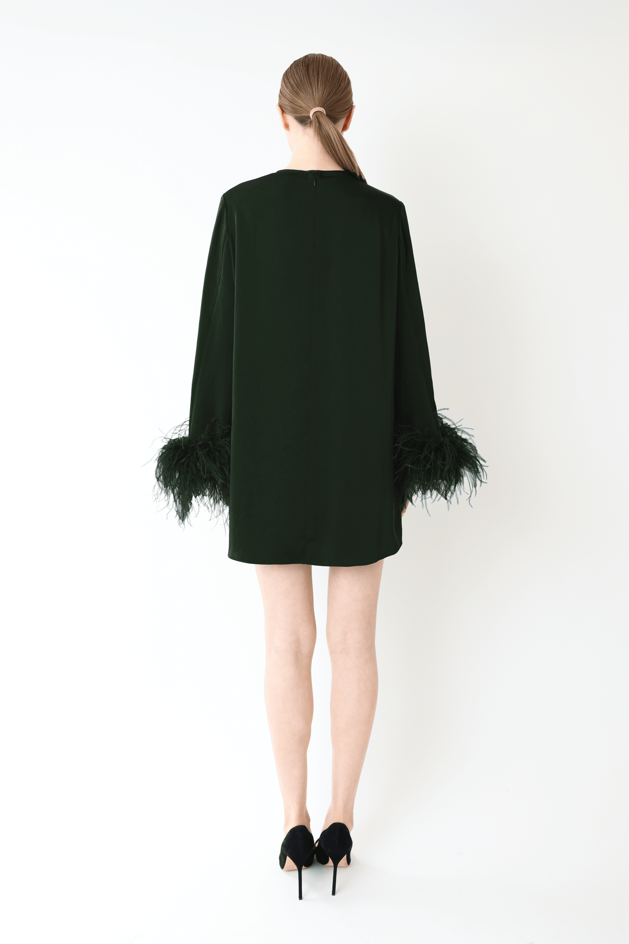 Satin Dress With Feathers