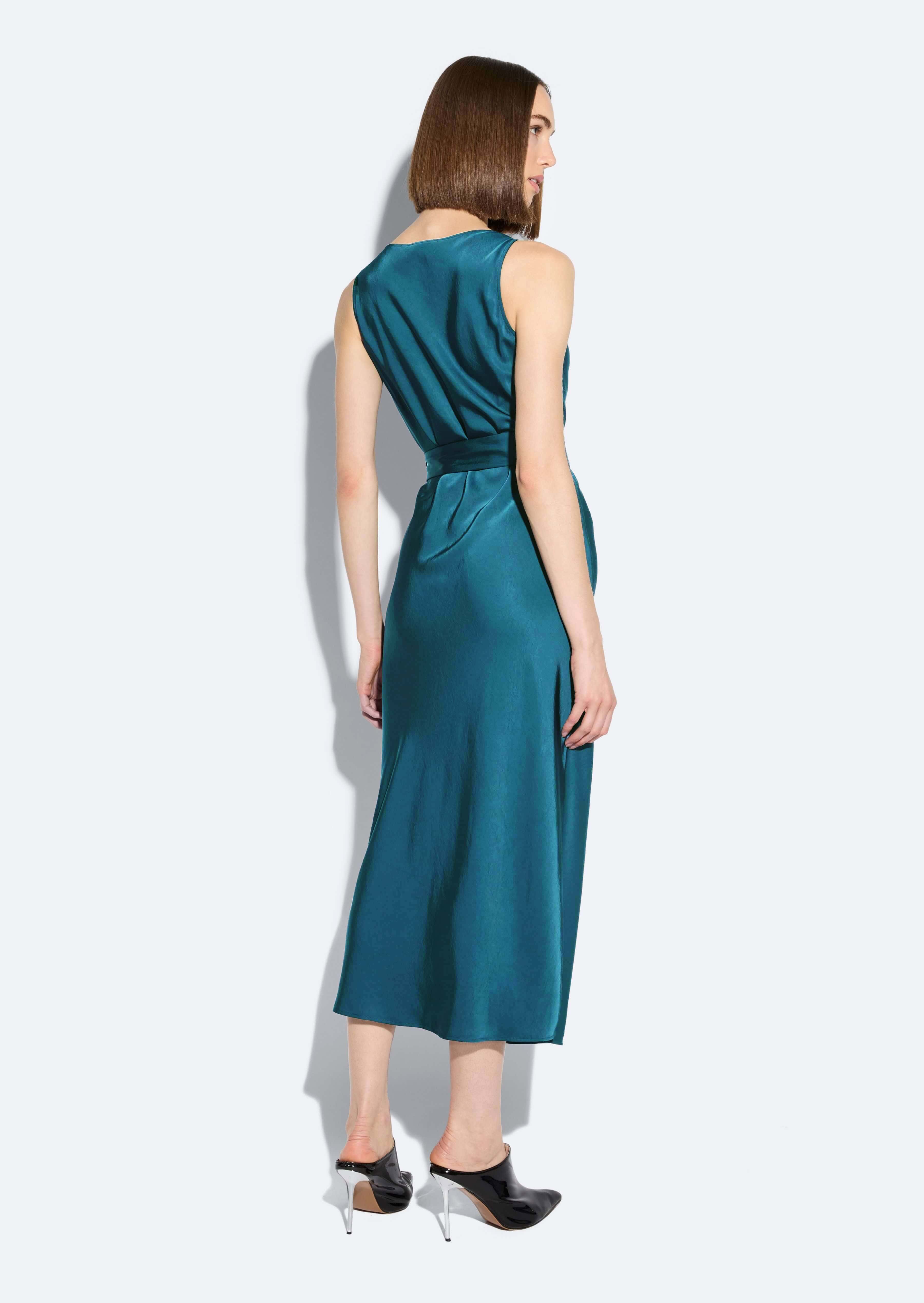 Lightweight Satin Belted Dress