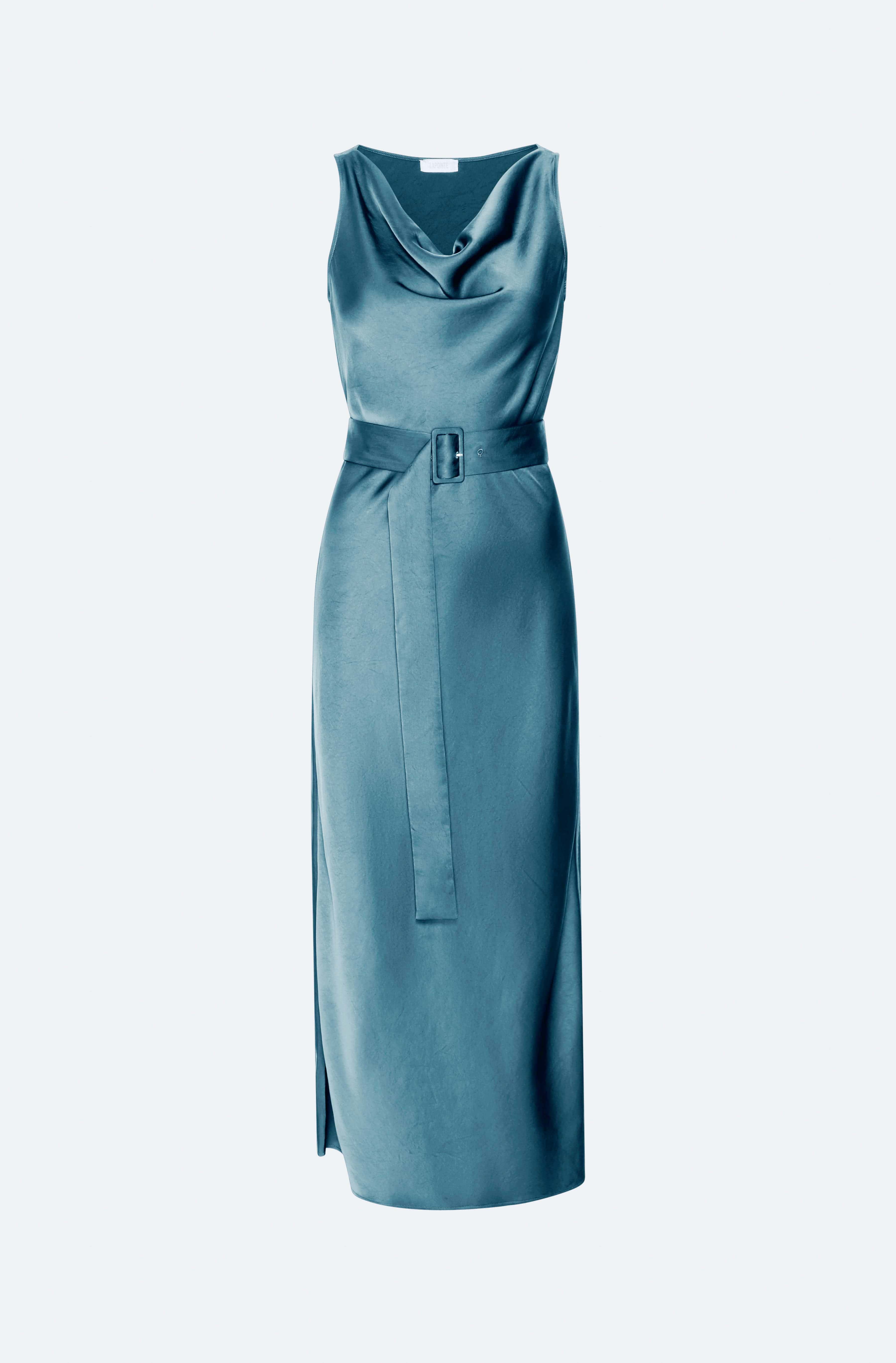 Lightweight Satin Belted Dress