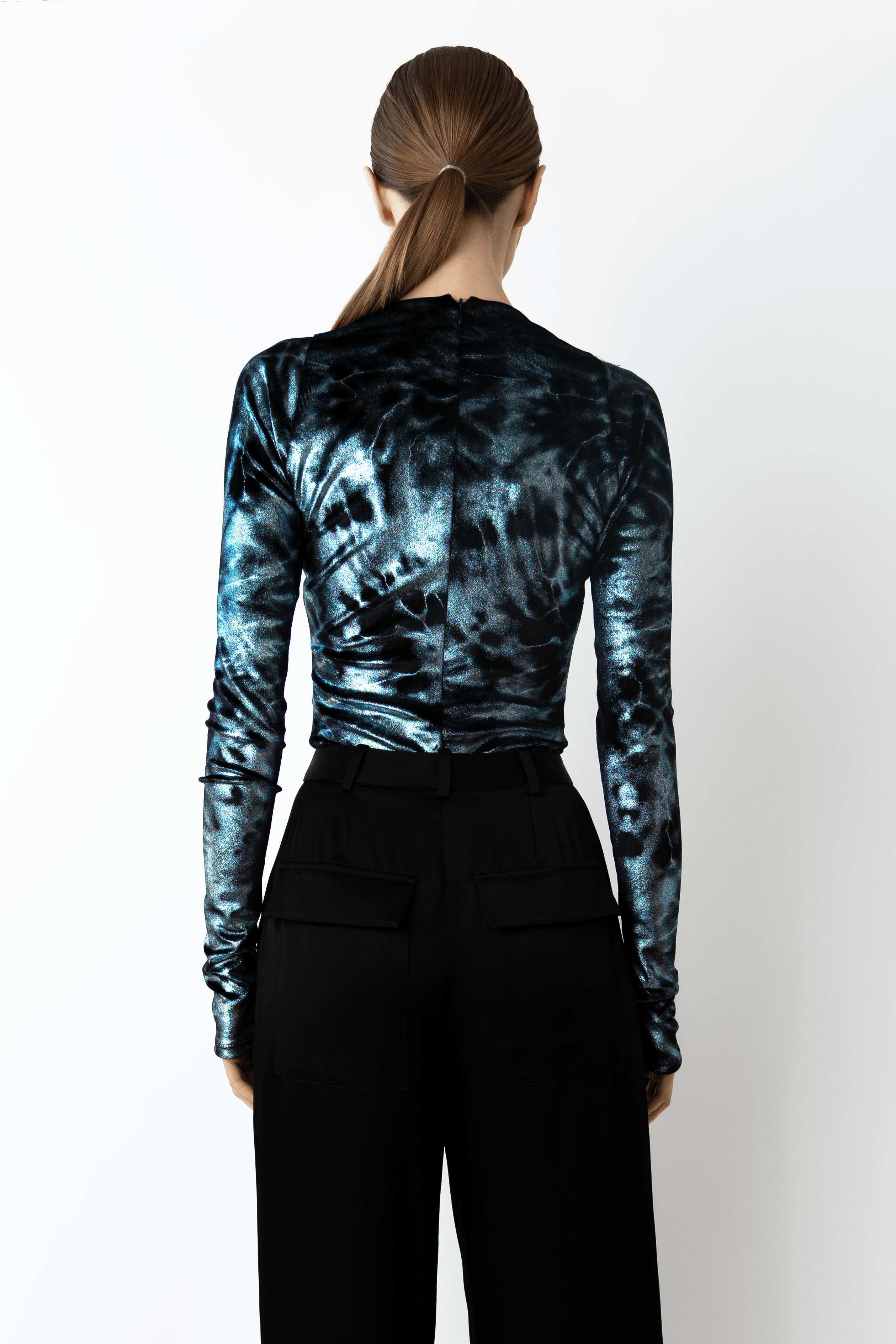 Foil Velour V Neck Bodysuit - LAPOINTE