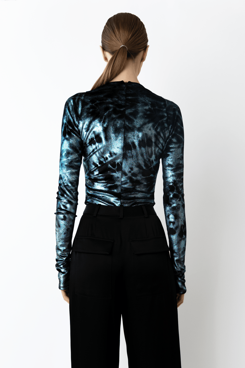 Foil Velour V Neck Bodysuit - LAPOINTE