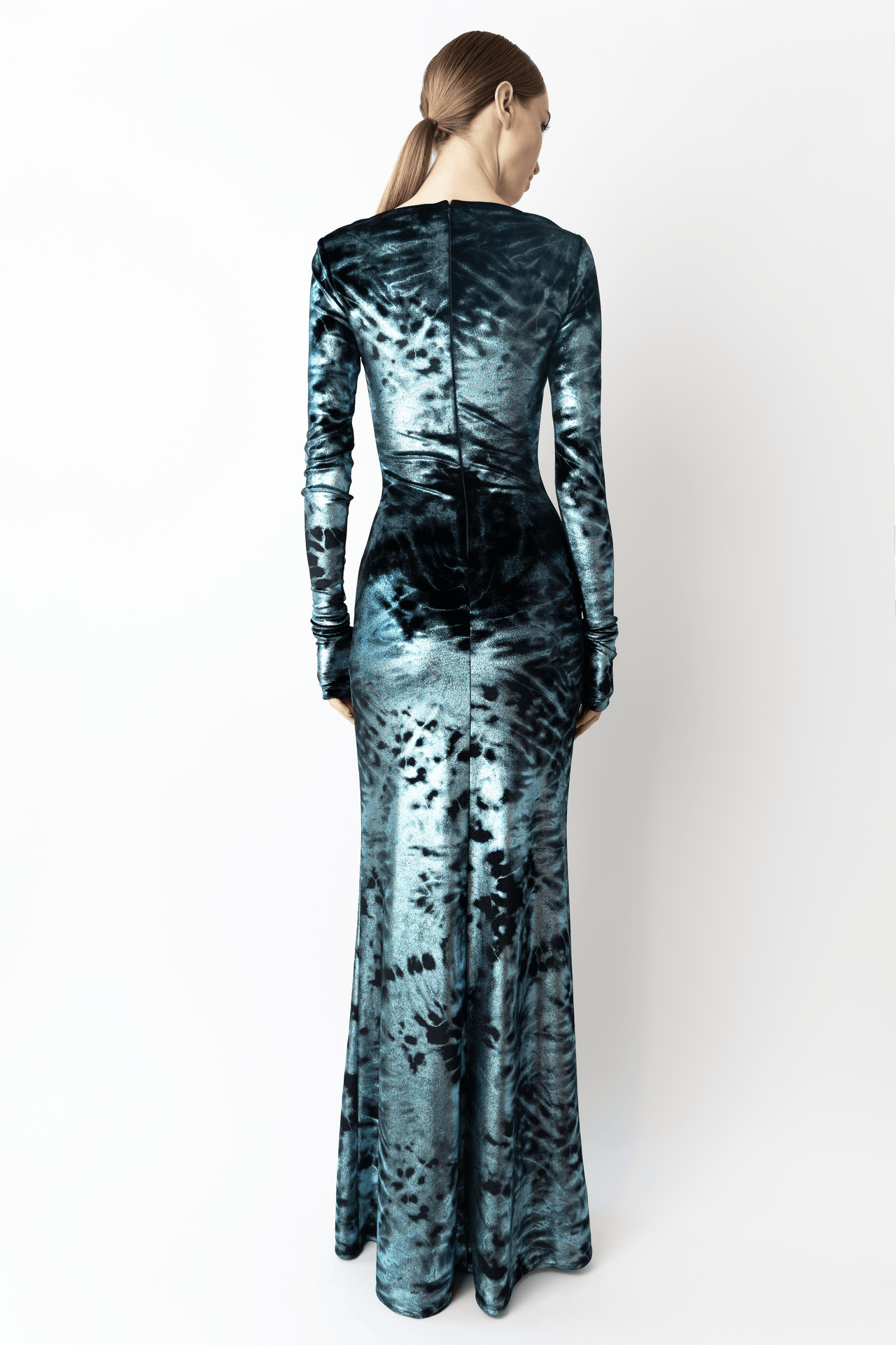 Foil Velour Boatneck Gown - LAPOINTE