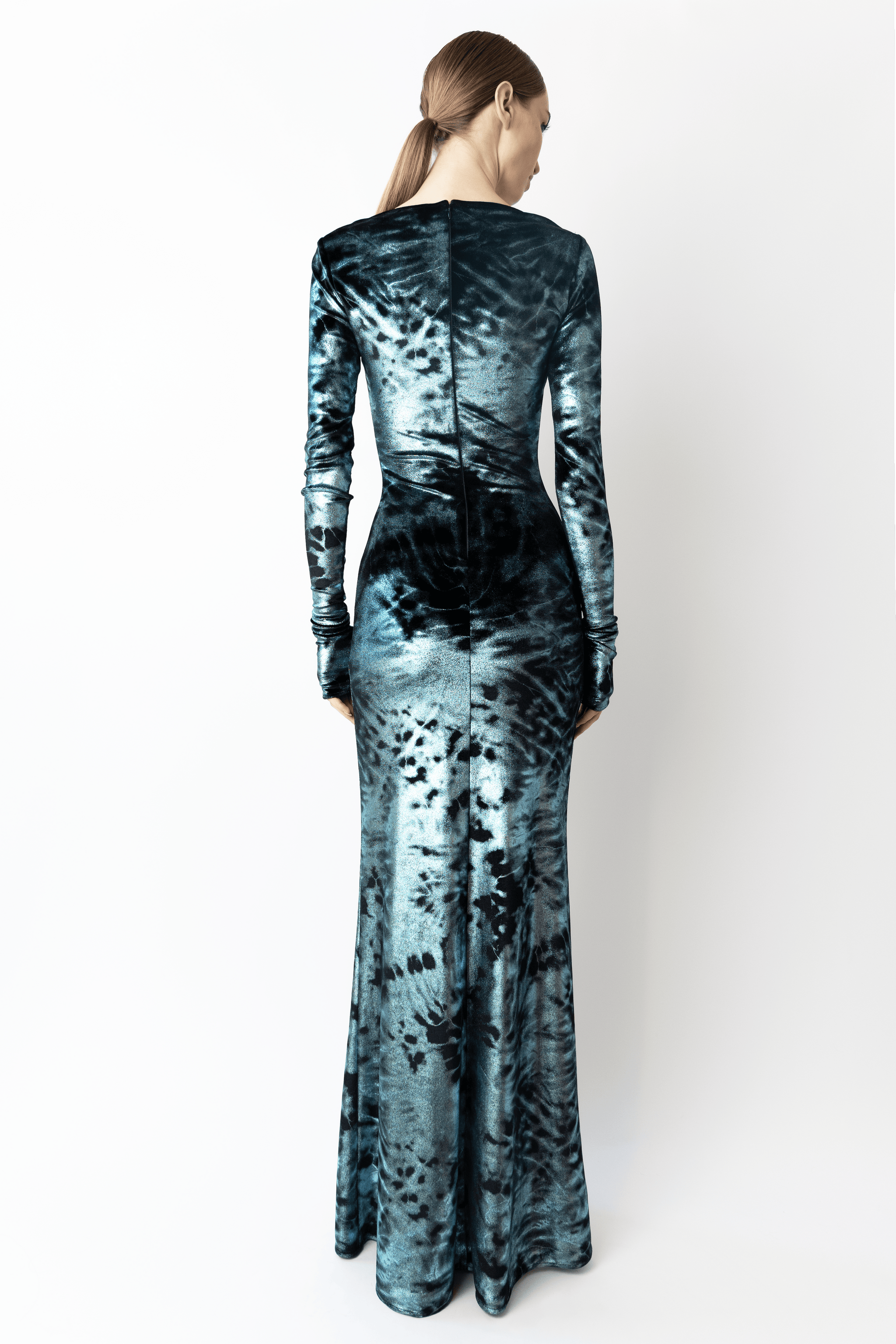 Foil Velour Boatneck Gown - LAPOINTE