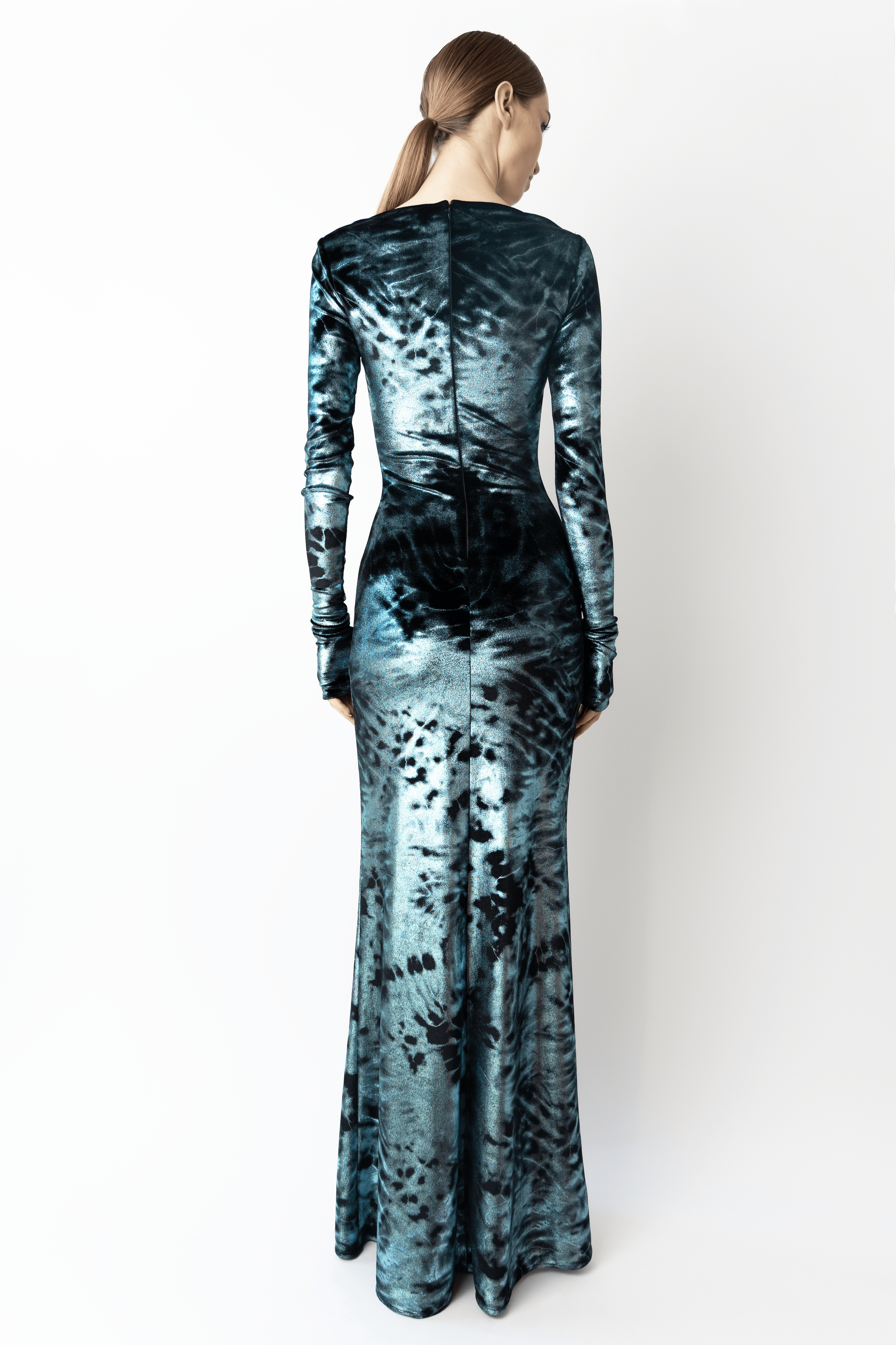 Foil Velour Boatneck Gown - LAPOINTE