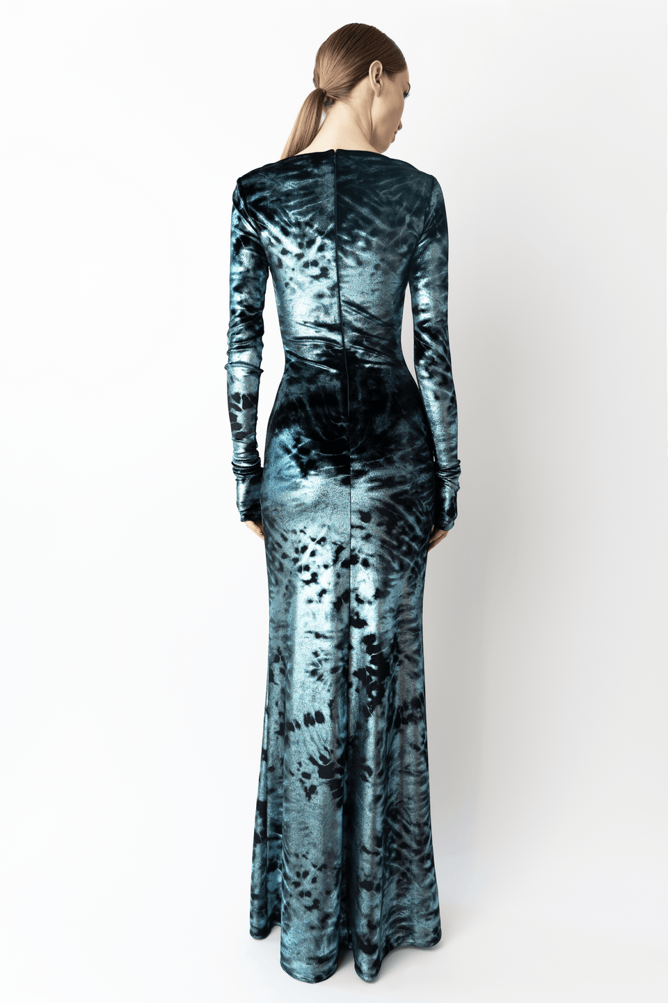 Foil Velour Boatneck Gown - LAPOINTE