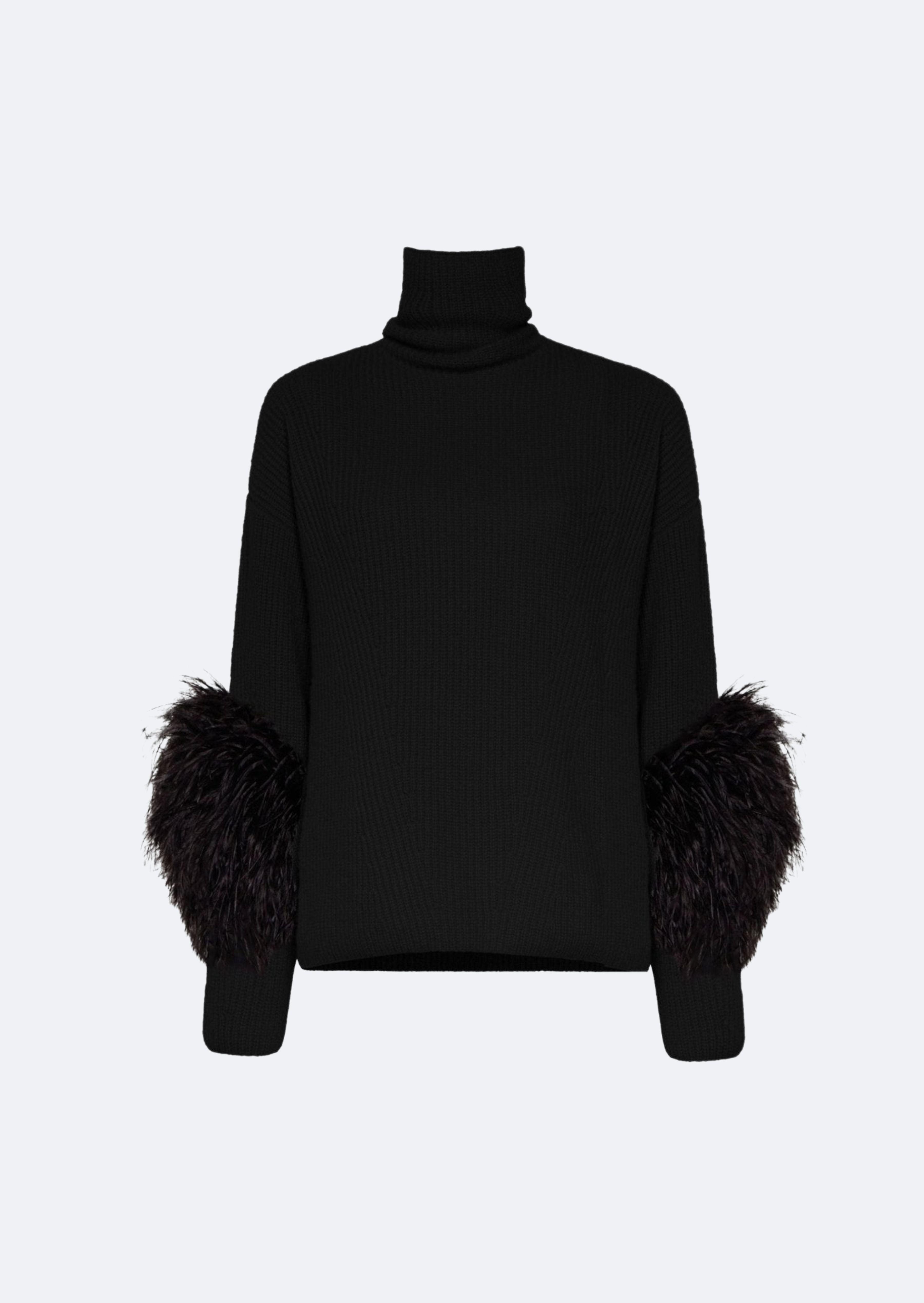 Cashmere Silk Turtleneck With Feathers