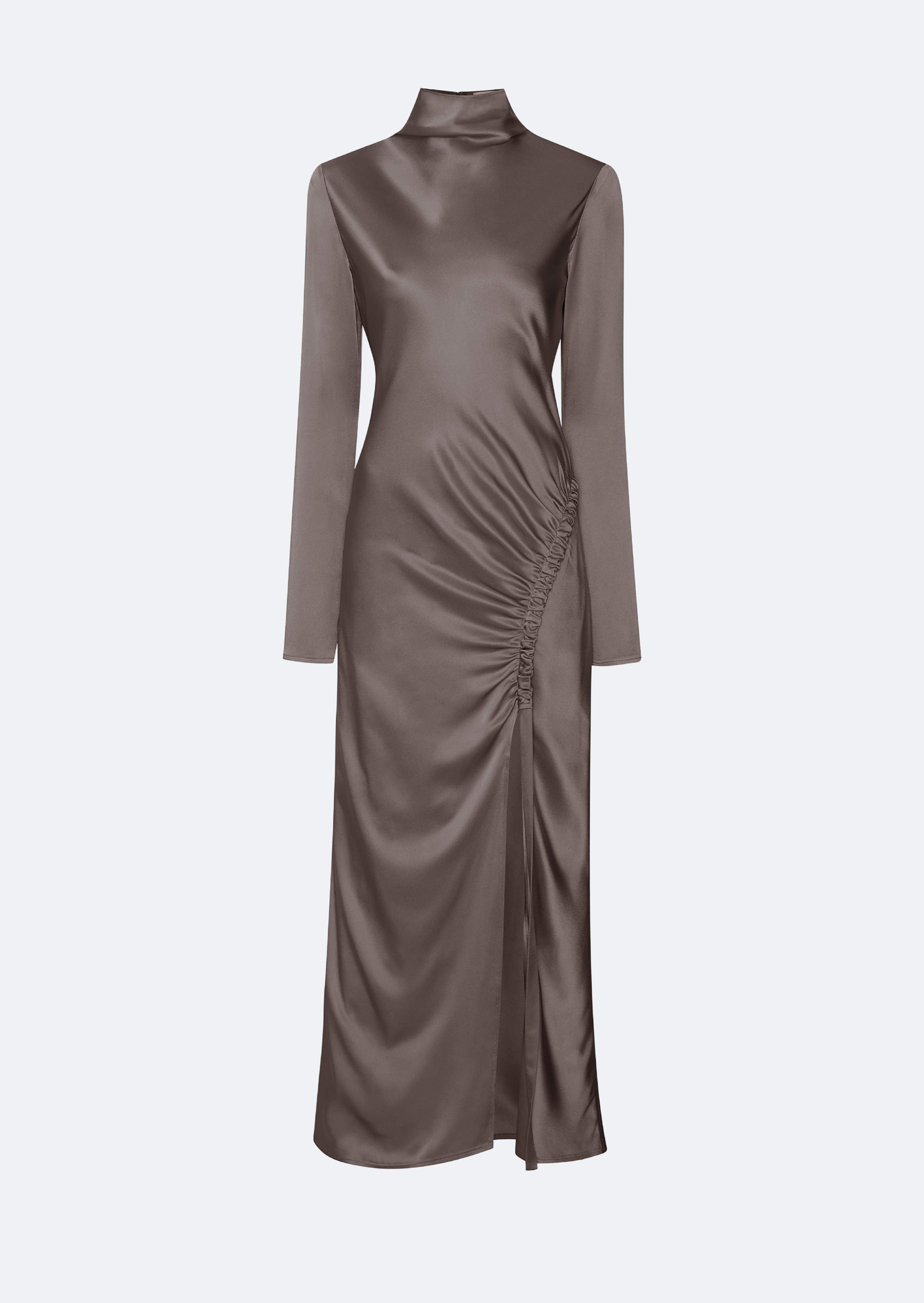 Satin Bias Tab Dress With Slit