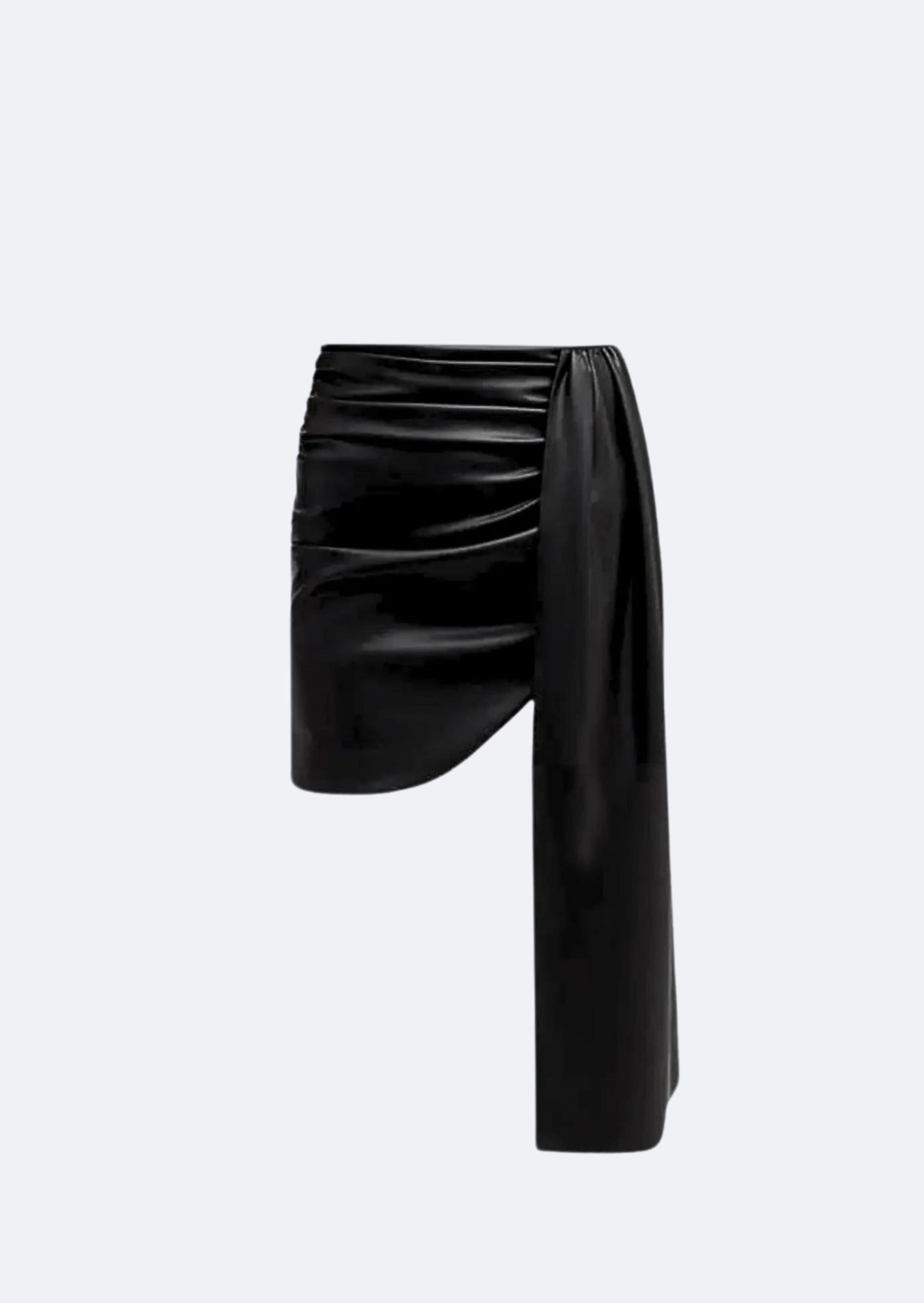 Stretch Faux Leather Mini Skirt in Black Black LAPOINTE