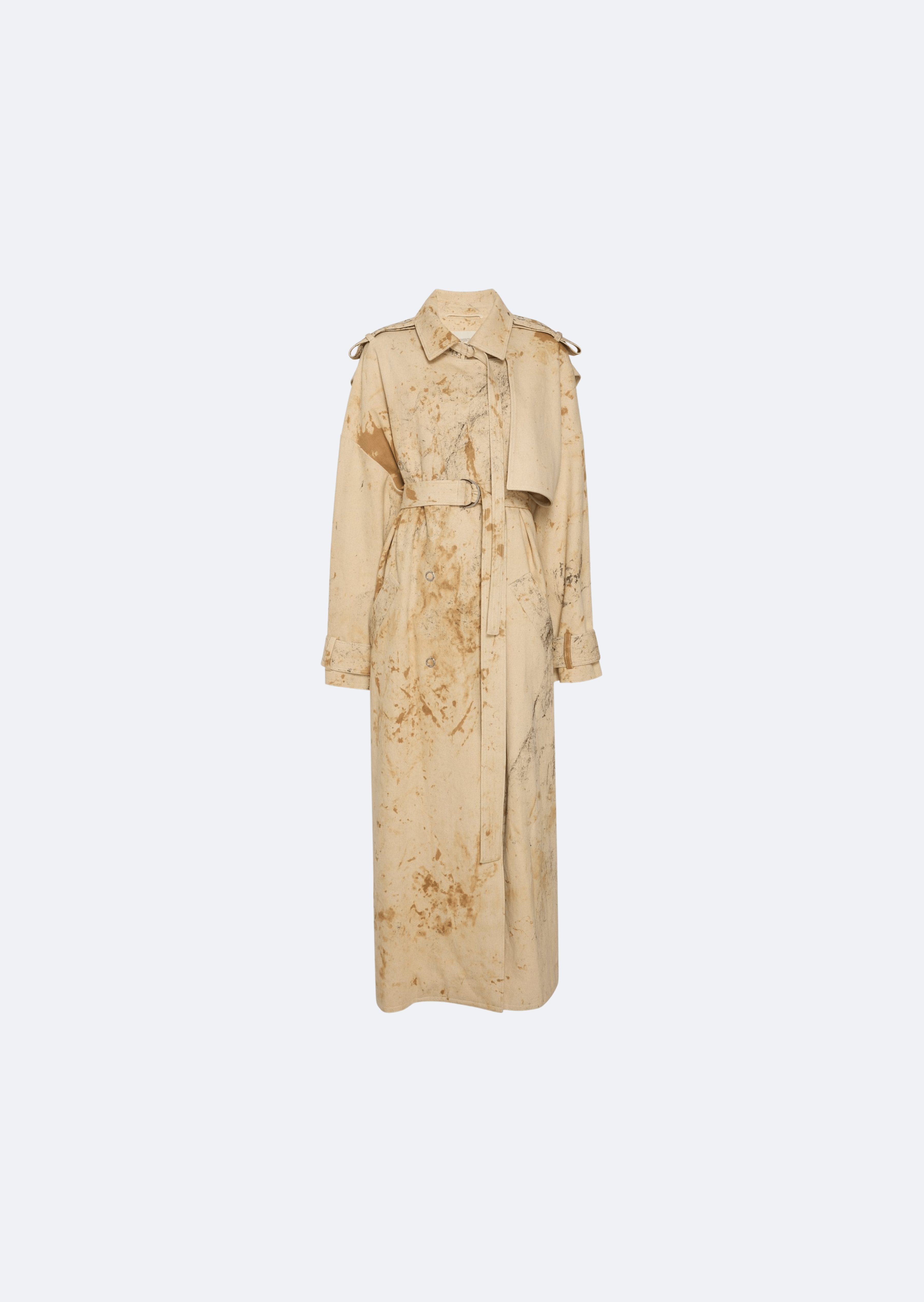 Splatter Denim Double Breasted Trench - LAPOINTE