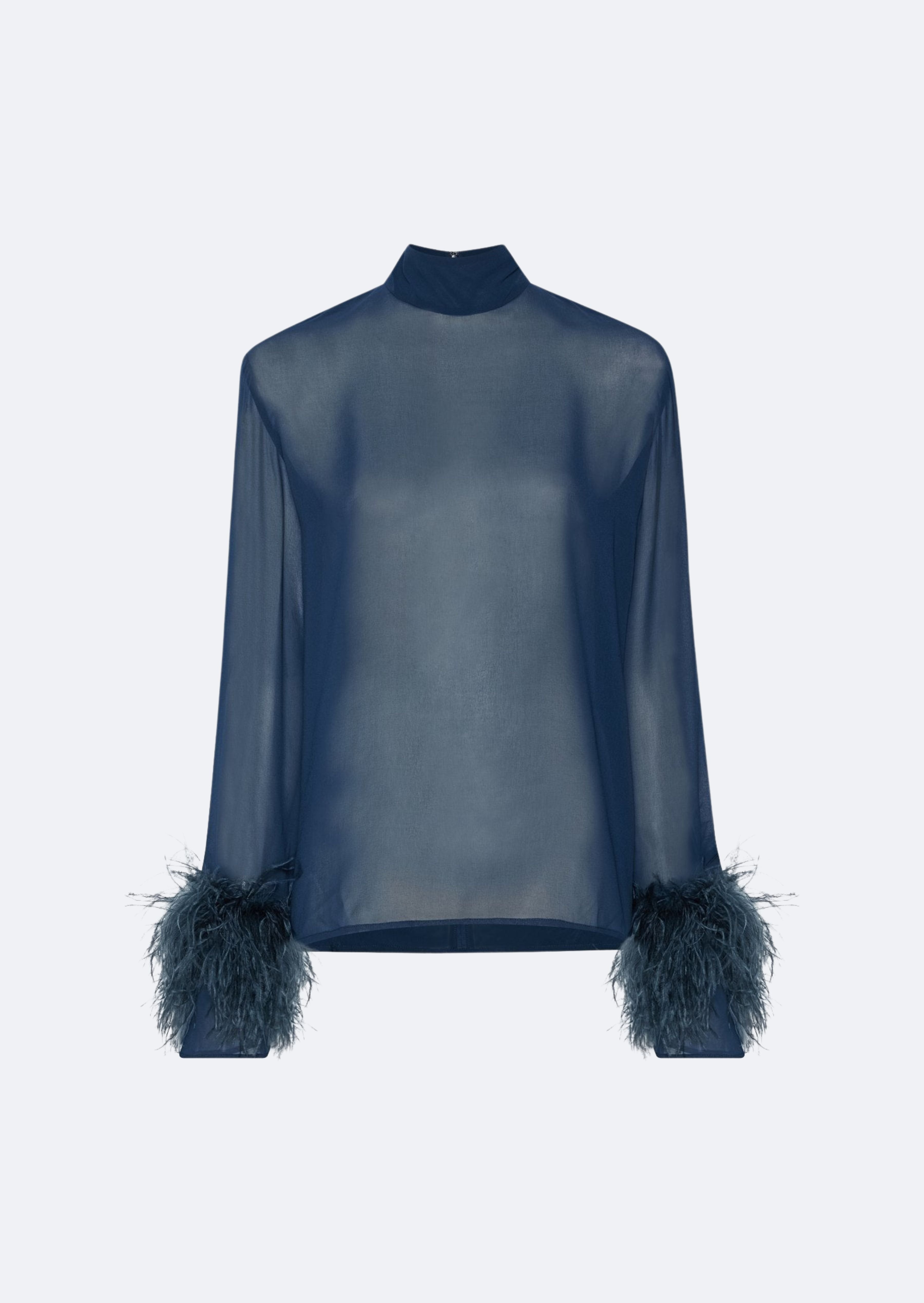 Georgette Top With Feathers