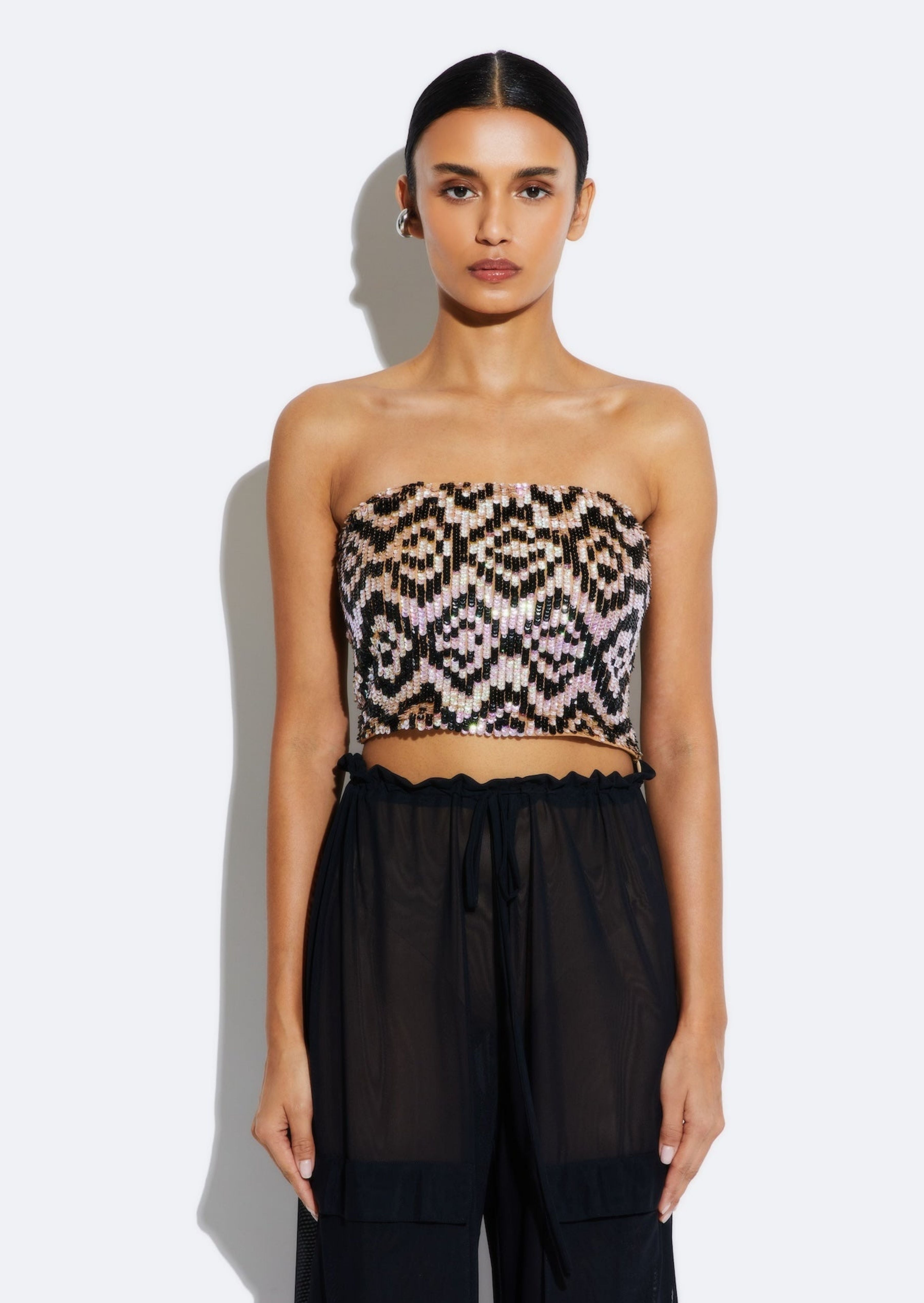 Graphic Sequin Tube Top