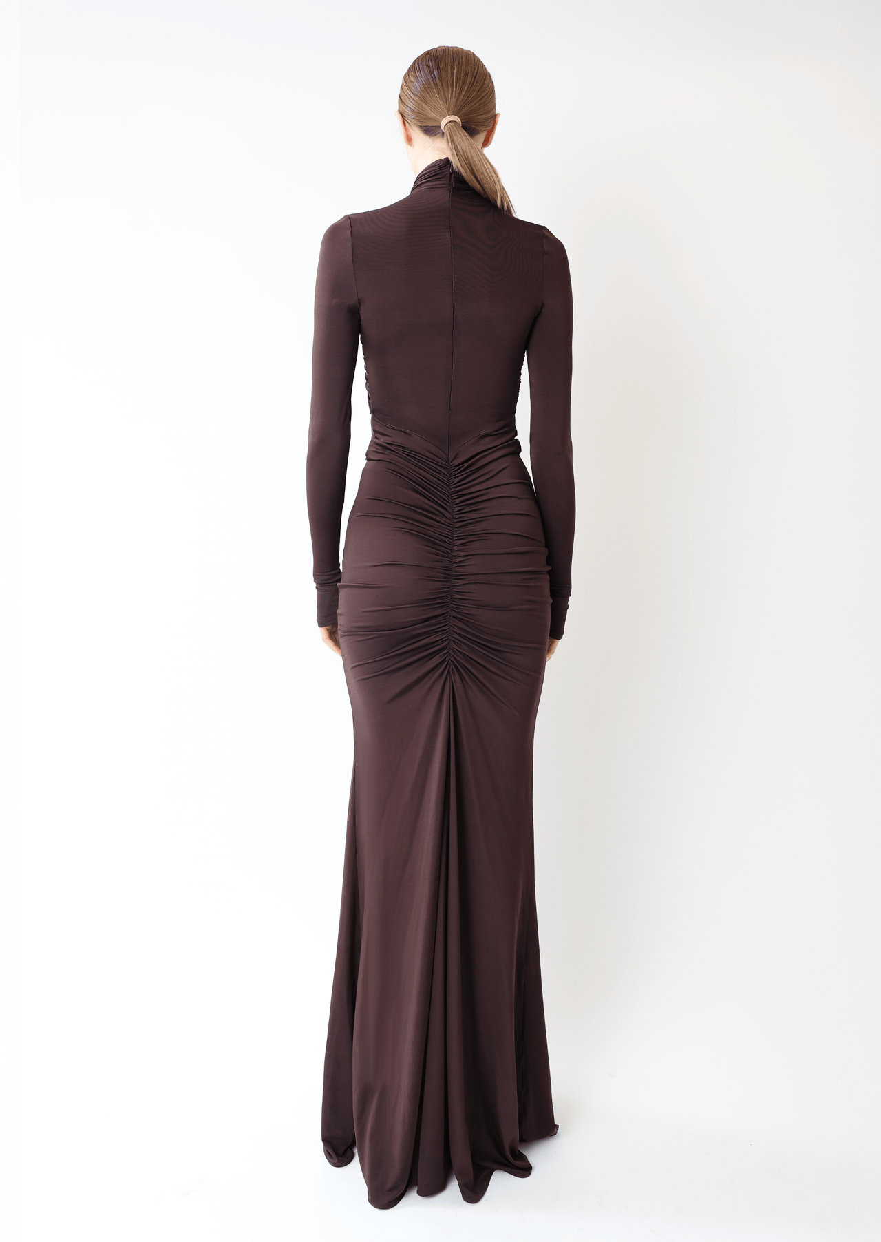 Jersey Halter Ruched Gown