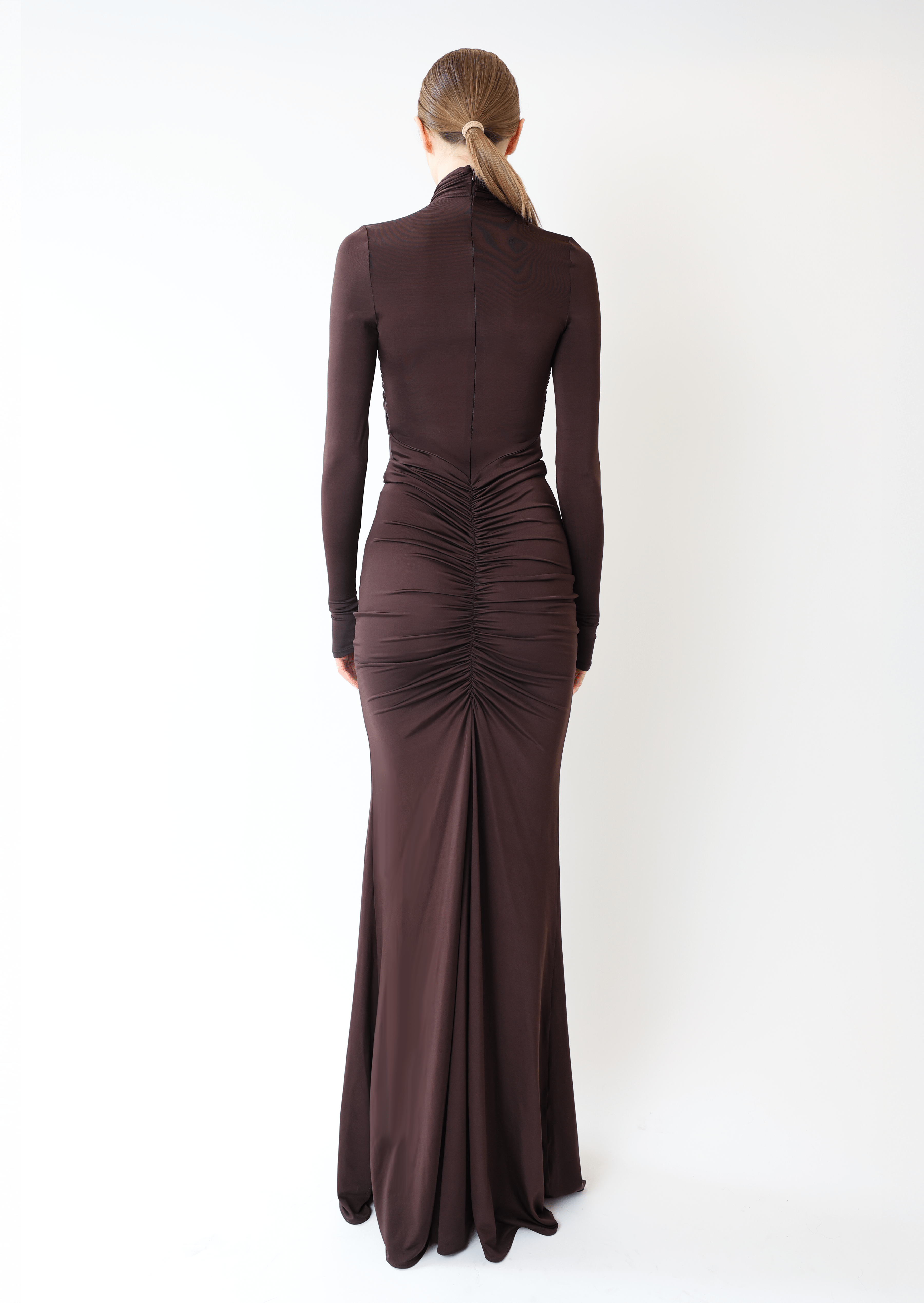 Jersey Halter Ruched Gown