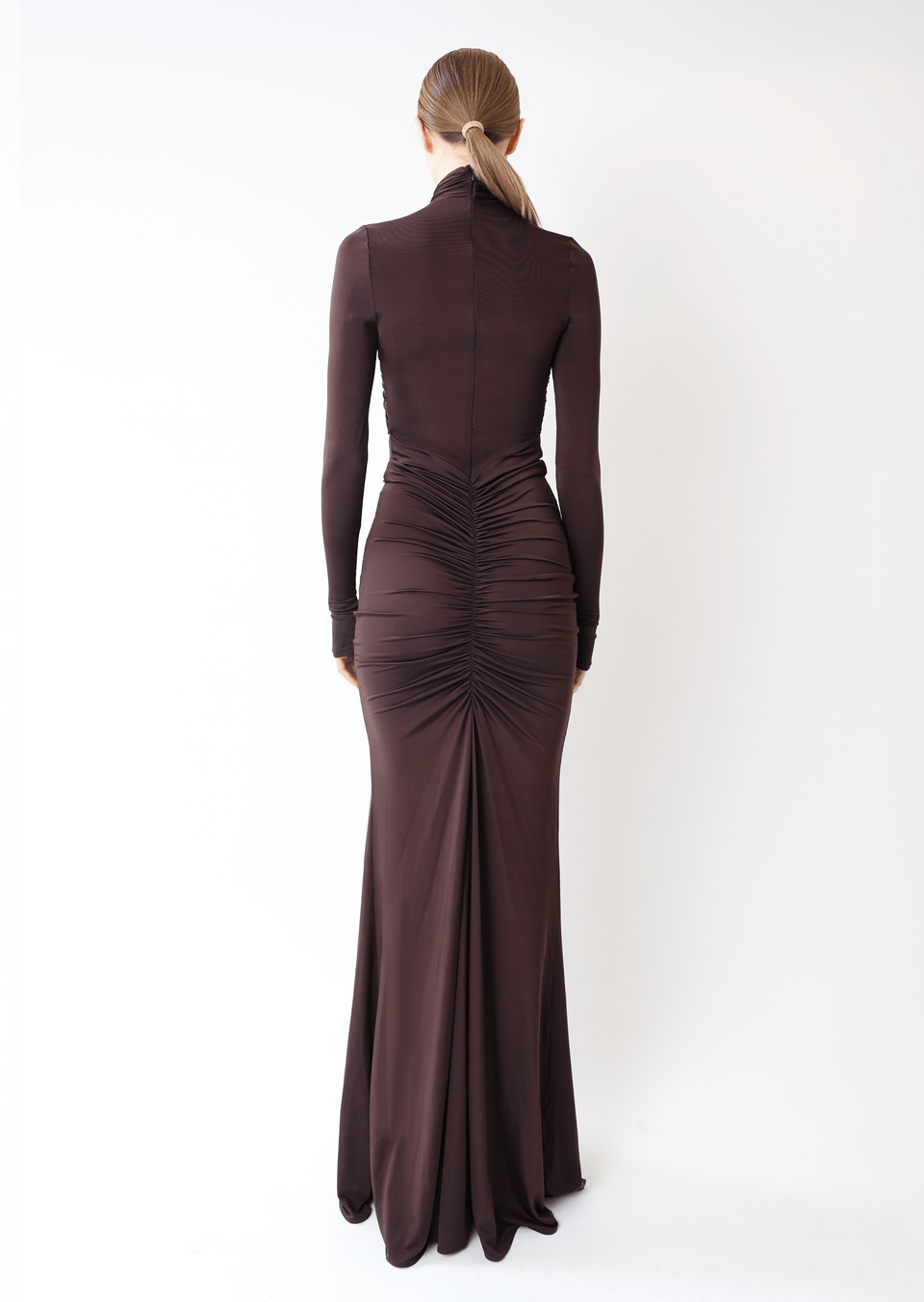 Jersey Halter Ruched Gown