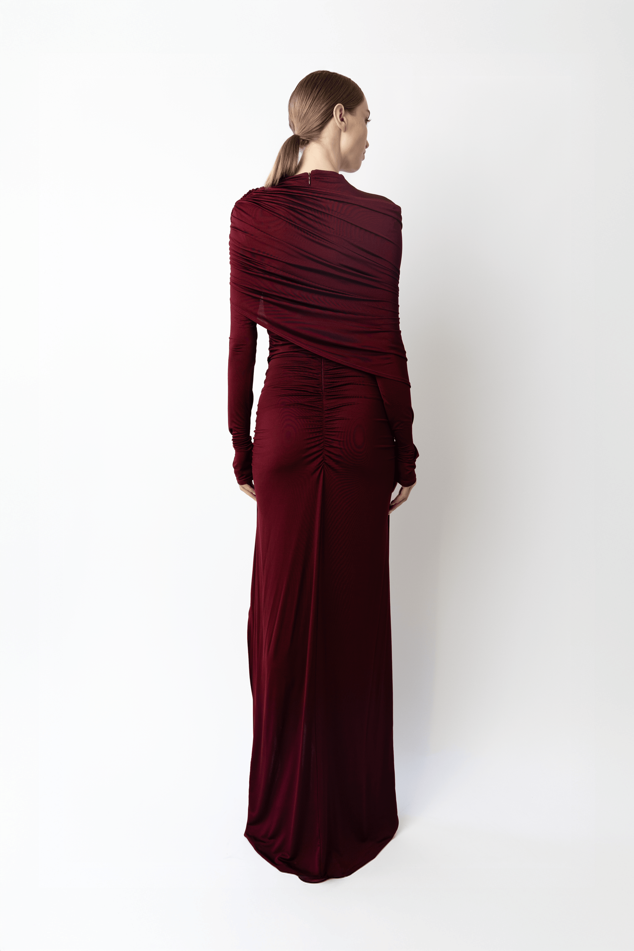 Jersey Asymmetrical Shawl Draped Gown - LAPOINTE