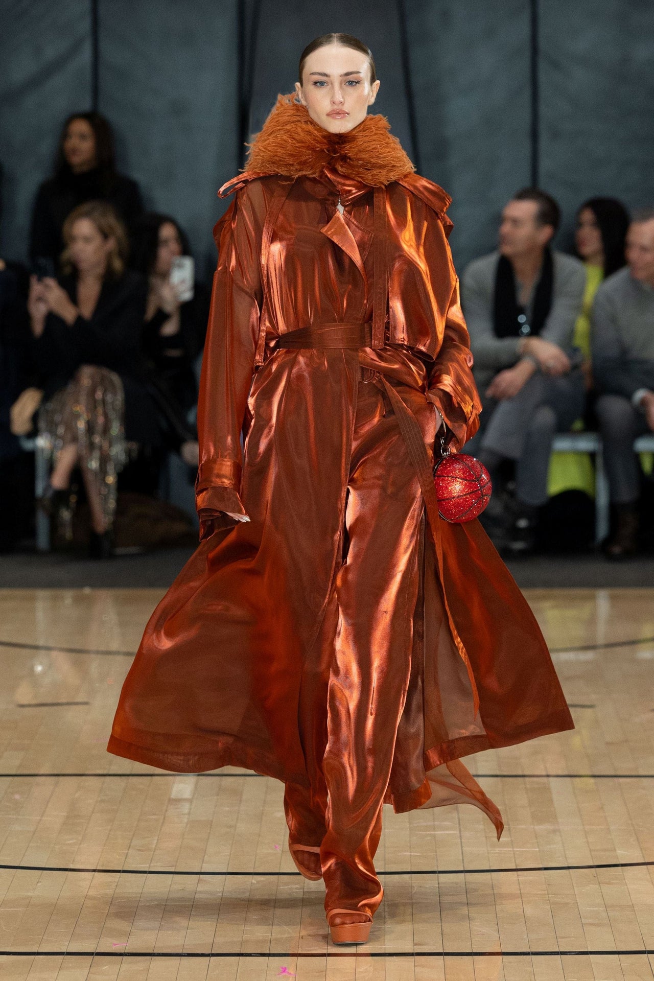 Metallic Organza Double Breasted Trench