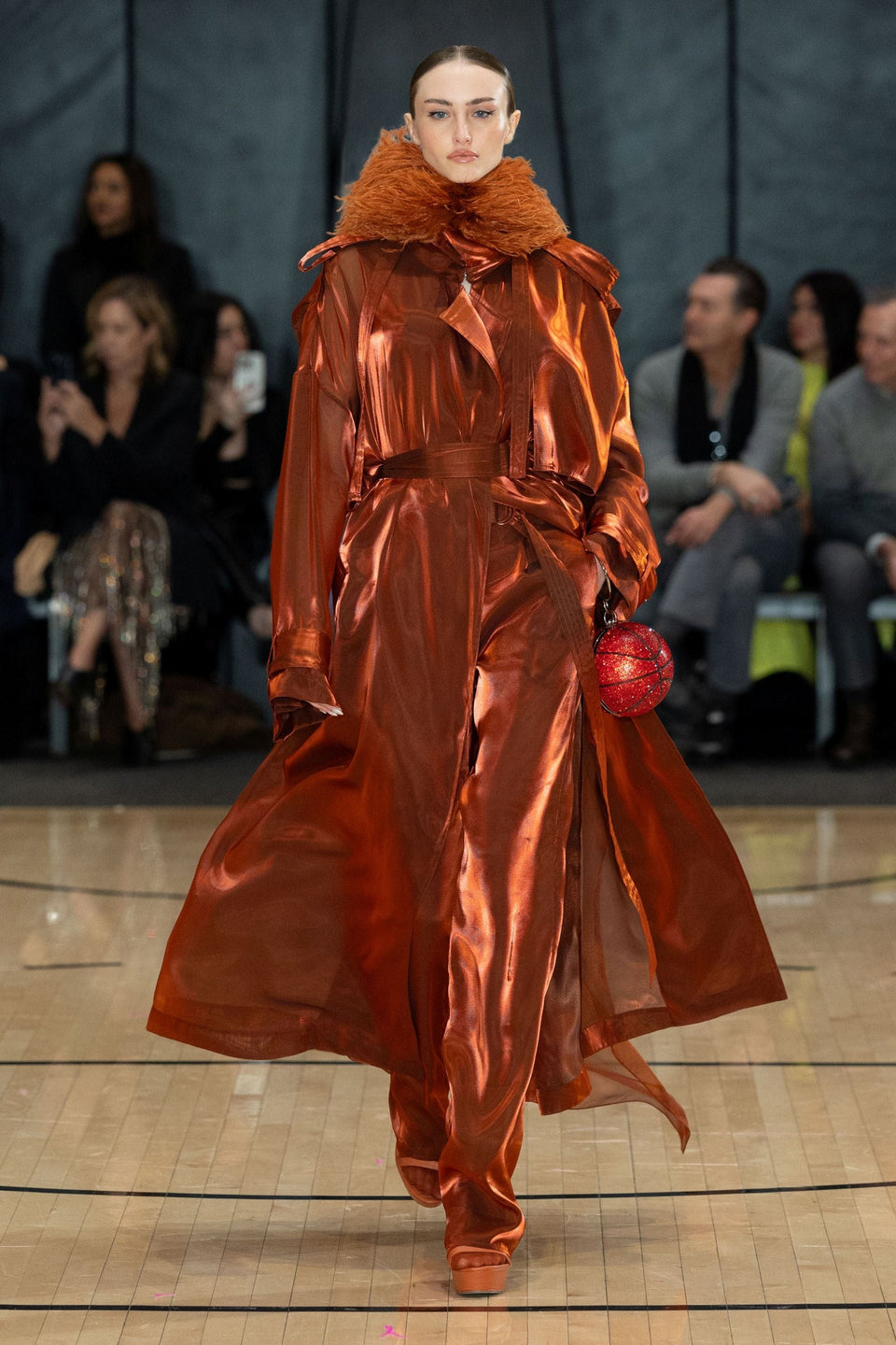 Metallic Organza Double Breasted Trench